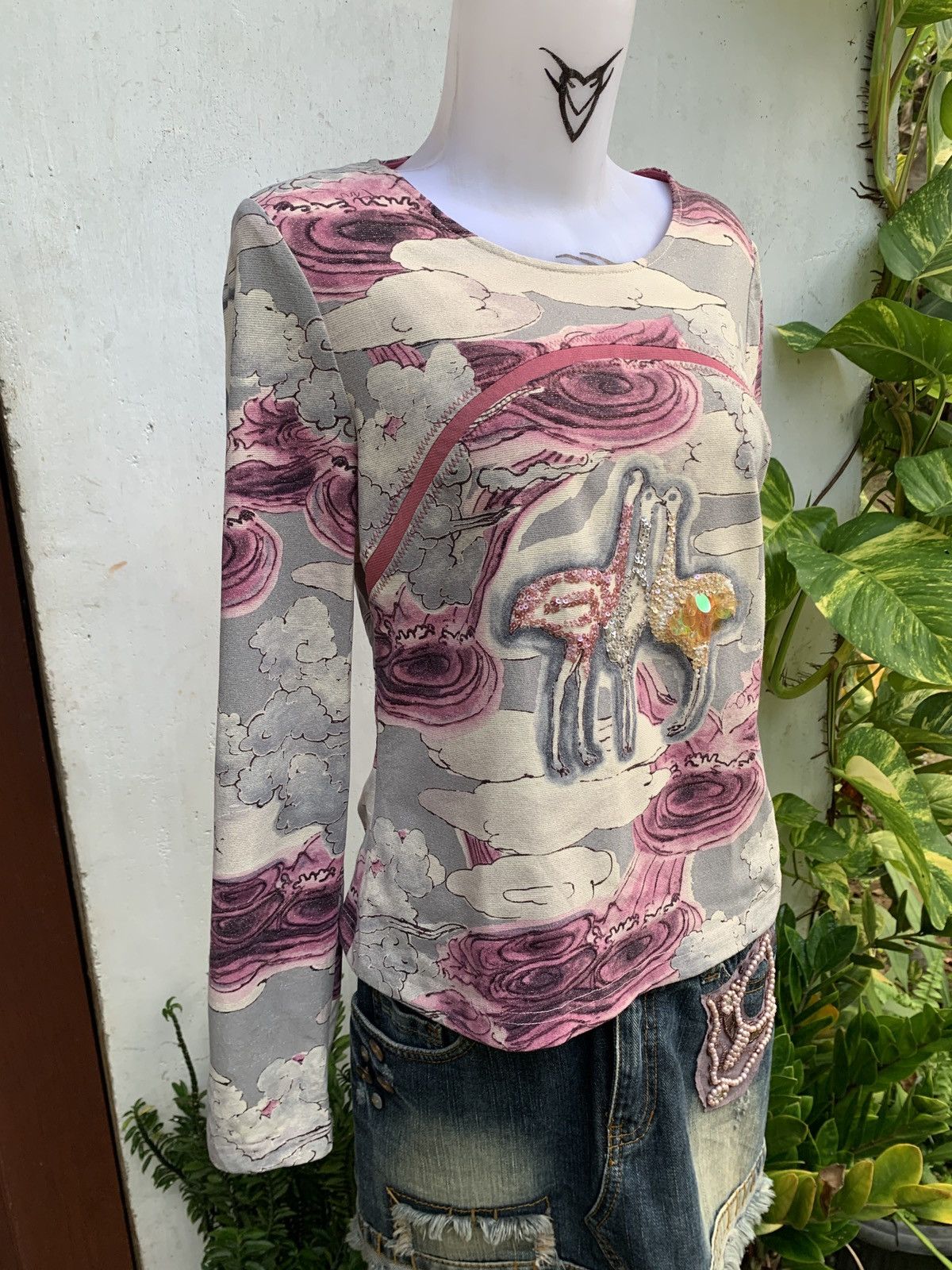 Japanese Brand y2k Turkey Art Pscyhedelic Gliterry Longlsleeve Top Size L / US 10 / IT 46 - 2 Thumbnail