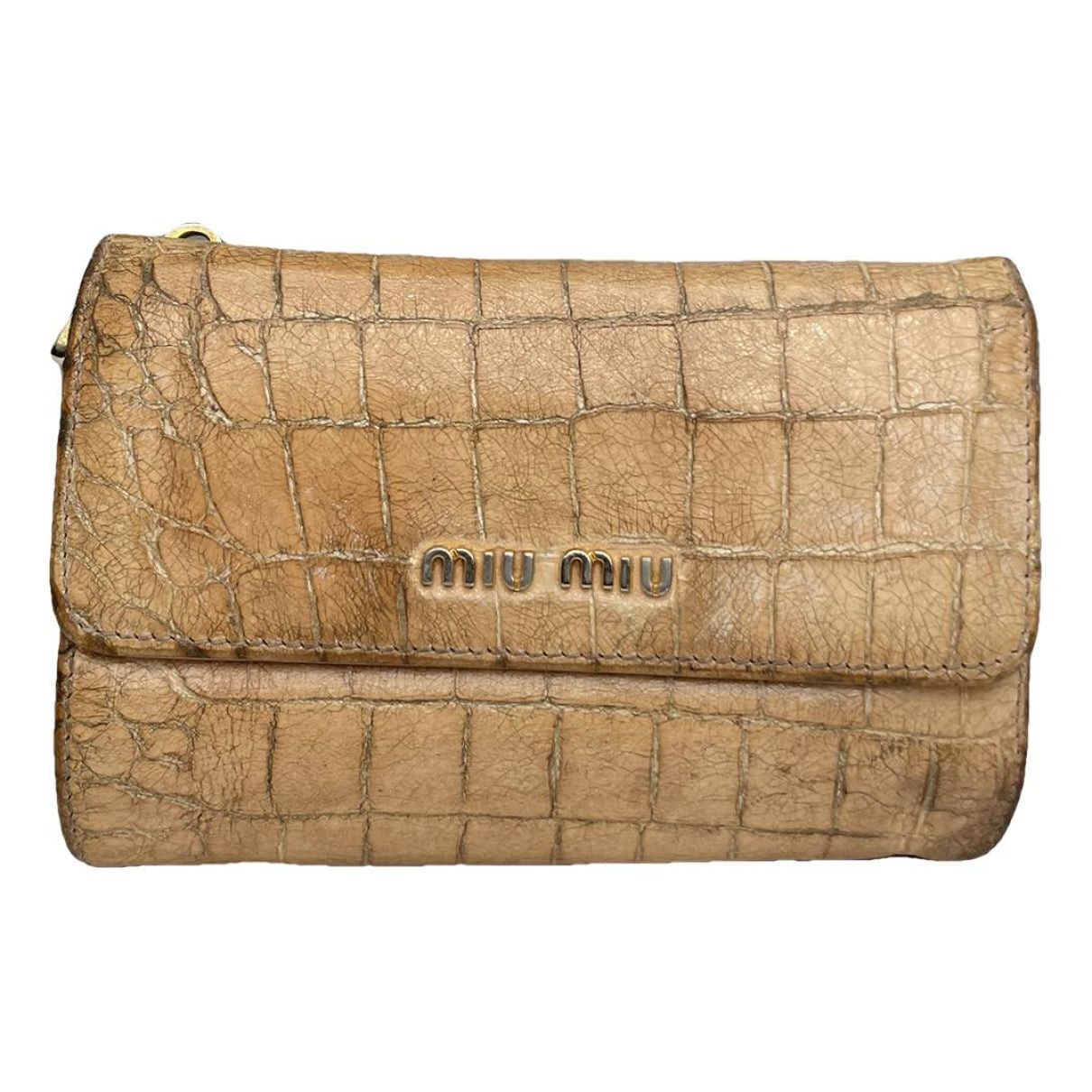 Miu Miu Beige Leather Wallet Size ONE SIZE - 1 Thumbnail