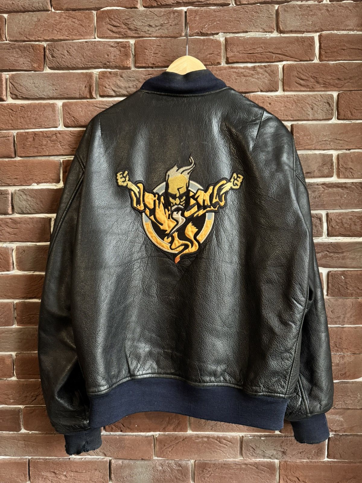 Thunderdome Rare 90s Thunderdome Leather Bomber Jacket Gabber Hardcore Size US XL / EU 56 / 4 - 2 Thumbnail