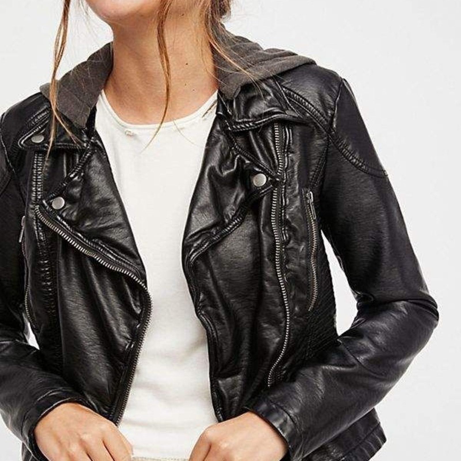 Free People Free People Vegan Leather Asymmetrical Moto Jacket Women's 0 Size XS / US 0-2 / IT 36-38 - 1 Thumbnail