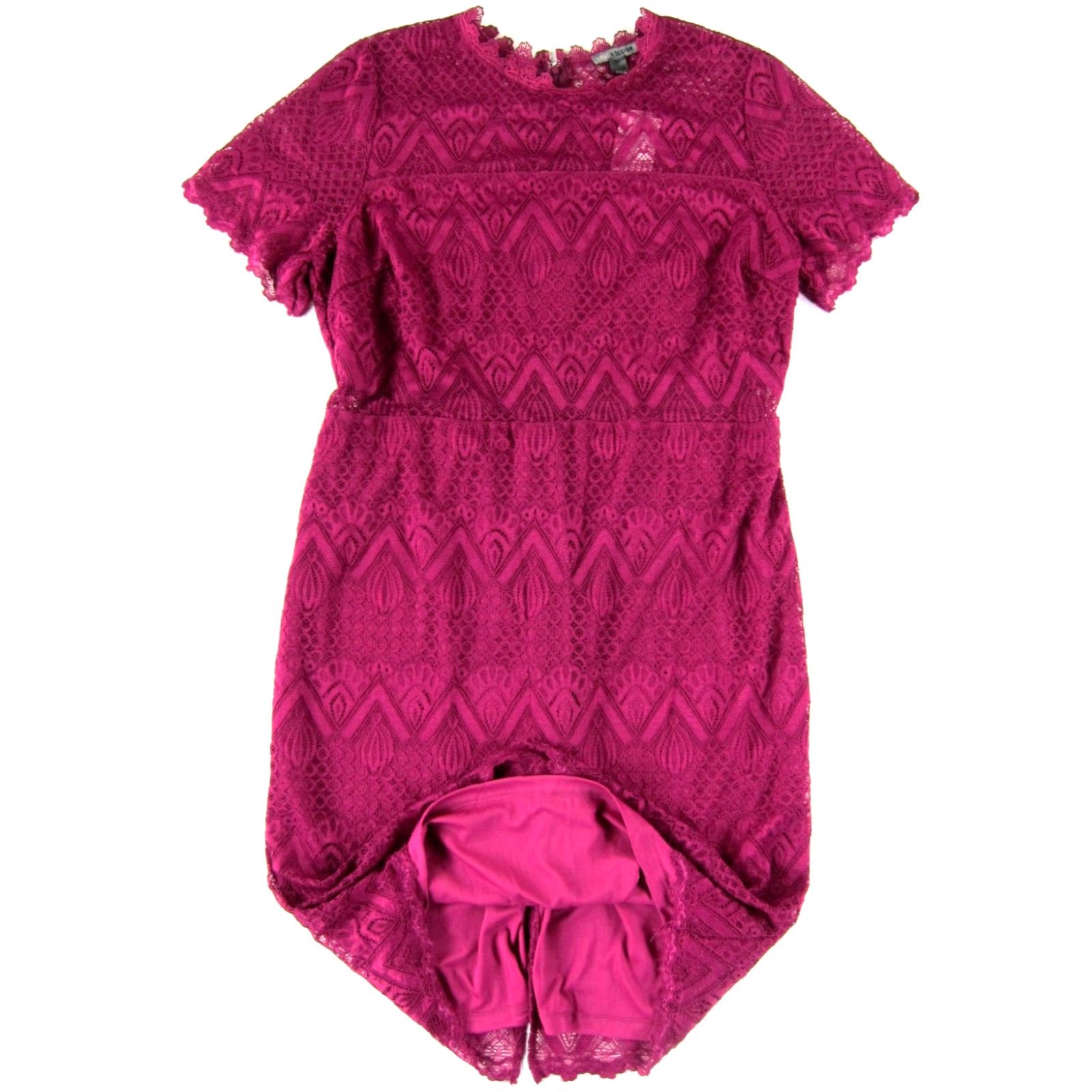 pink dress hot Hot Pink Notch Neck Bodycon Satin Mini Dress