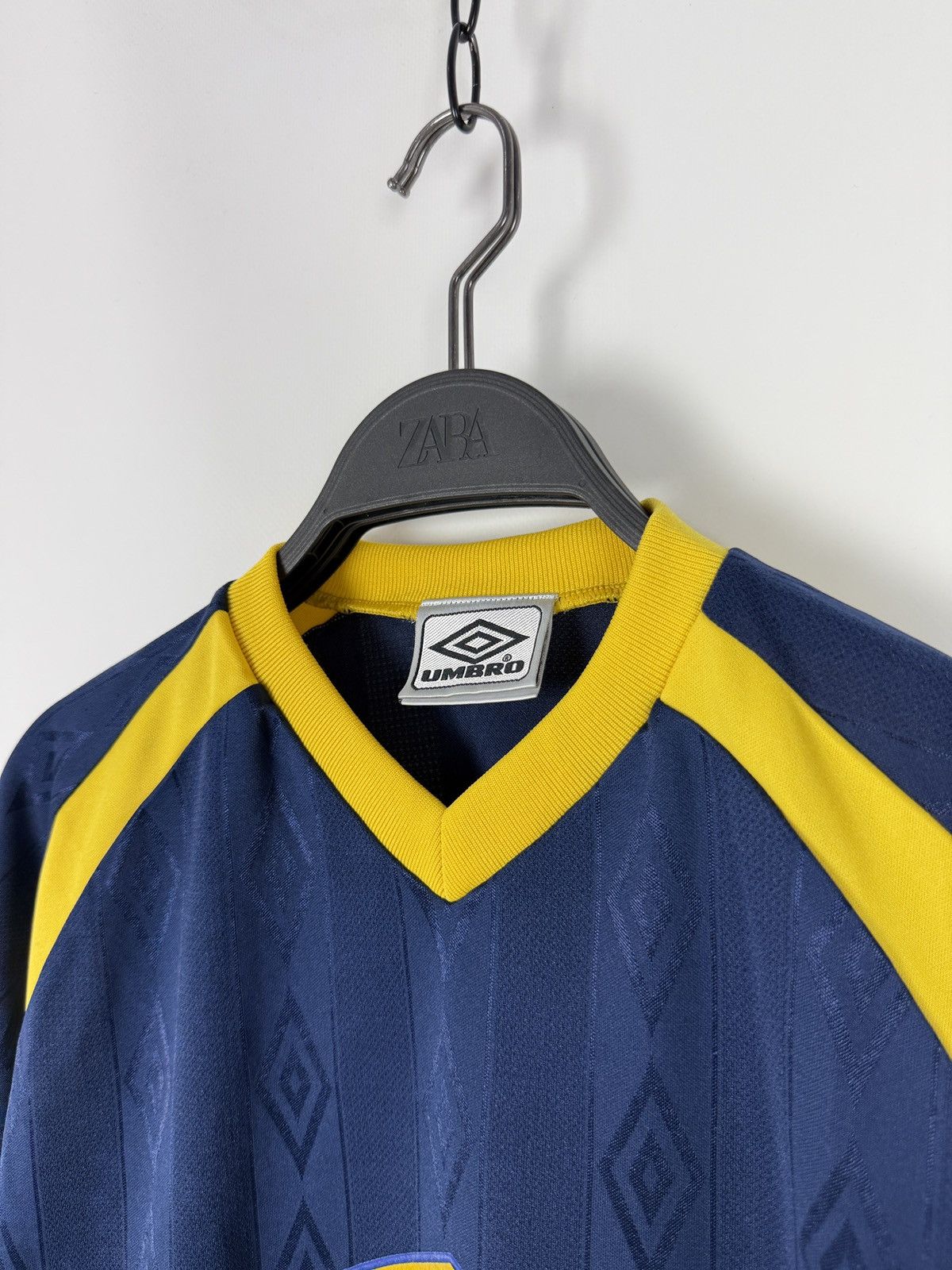 Umbro 1990s Vintage Umbro Big Logo Monogram Two Tone Jersey S Size US S / EU 44-46 / 1 - 2 Thumbnail