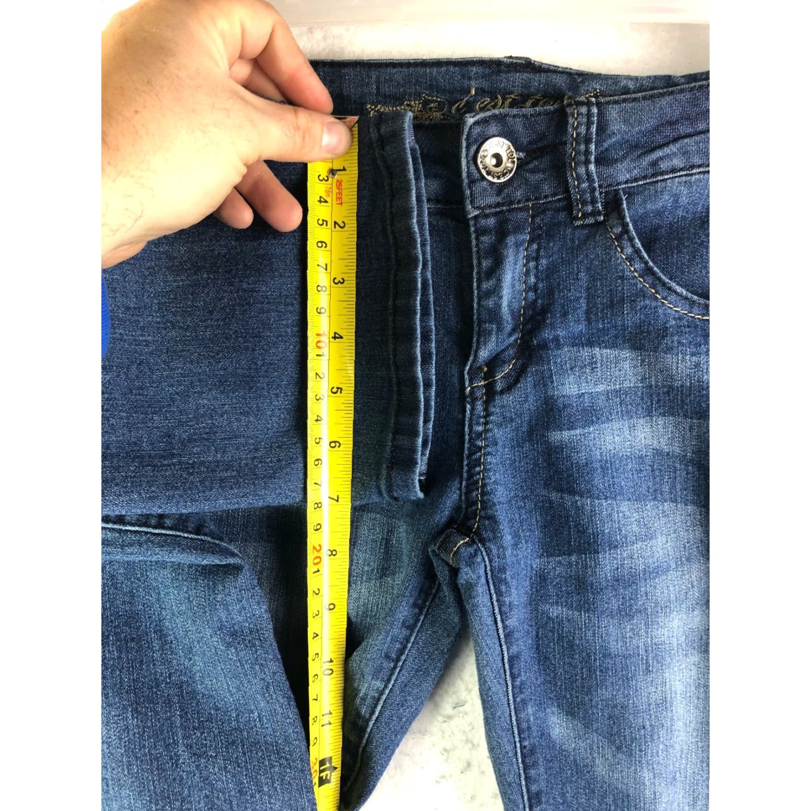 Denime C'est Toi Jeans Juniors Size 1 Mid Rise Dark Wash Blue Denim Jeans - Regular Fit, Zip, Cotton, Denim, Women's? Size 25" / US 0 / IT 36 - 4 Thumbnail