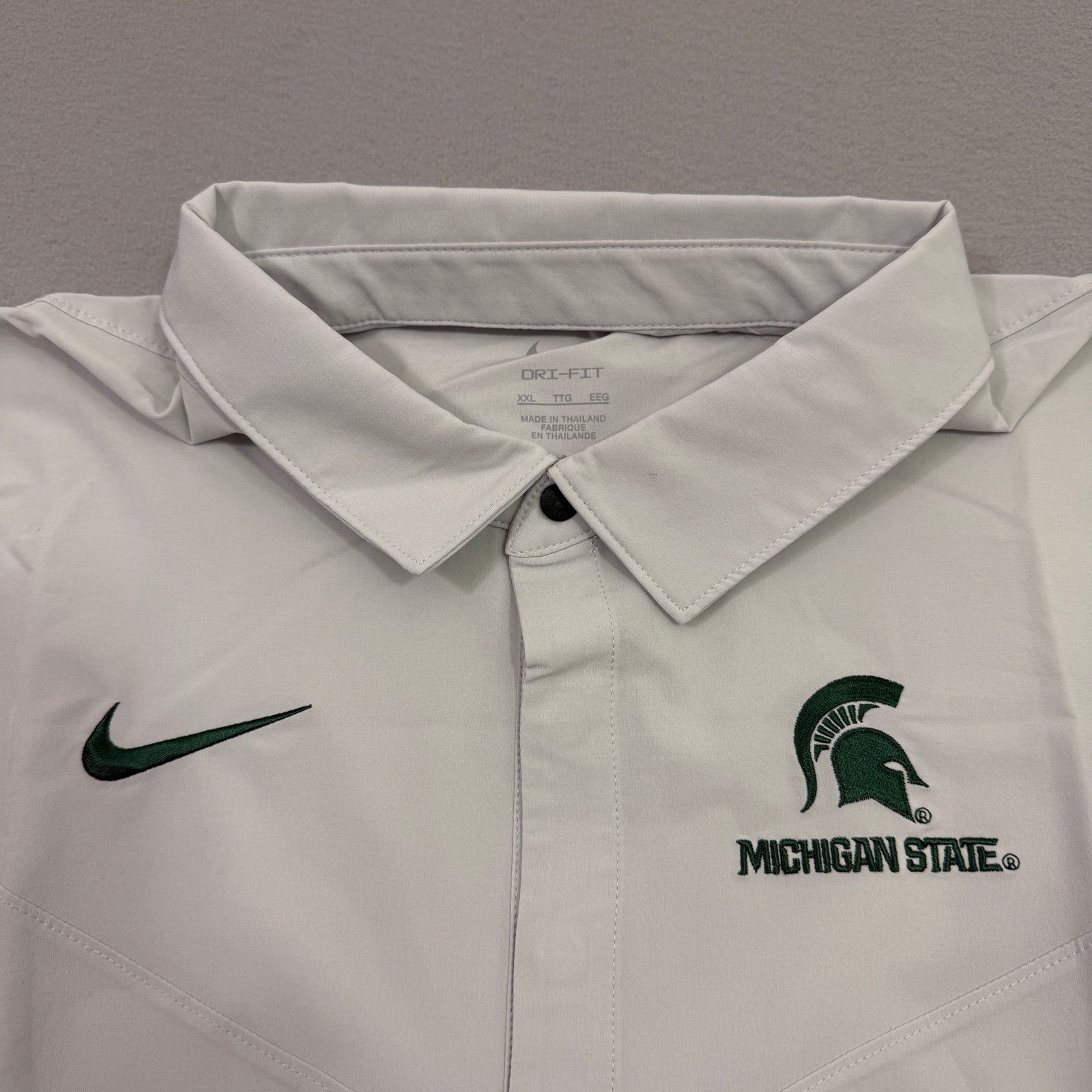 Nike Nike Michigan State Spartans Polo Shirt Men 2XL White Green Size US XXL / EU 58 / 5 - 3 Thumbnail