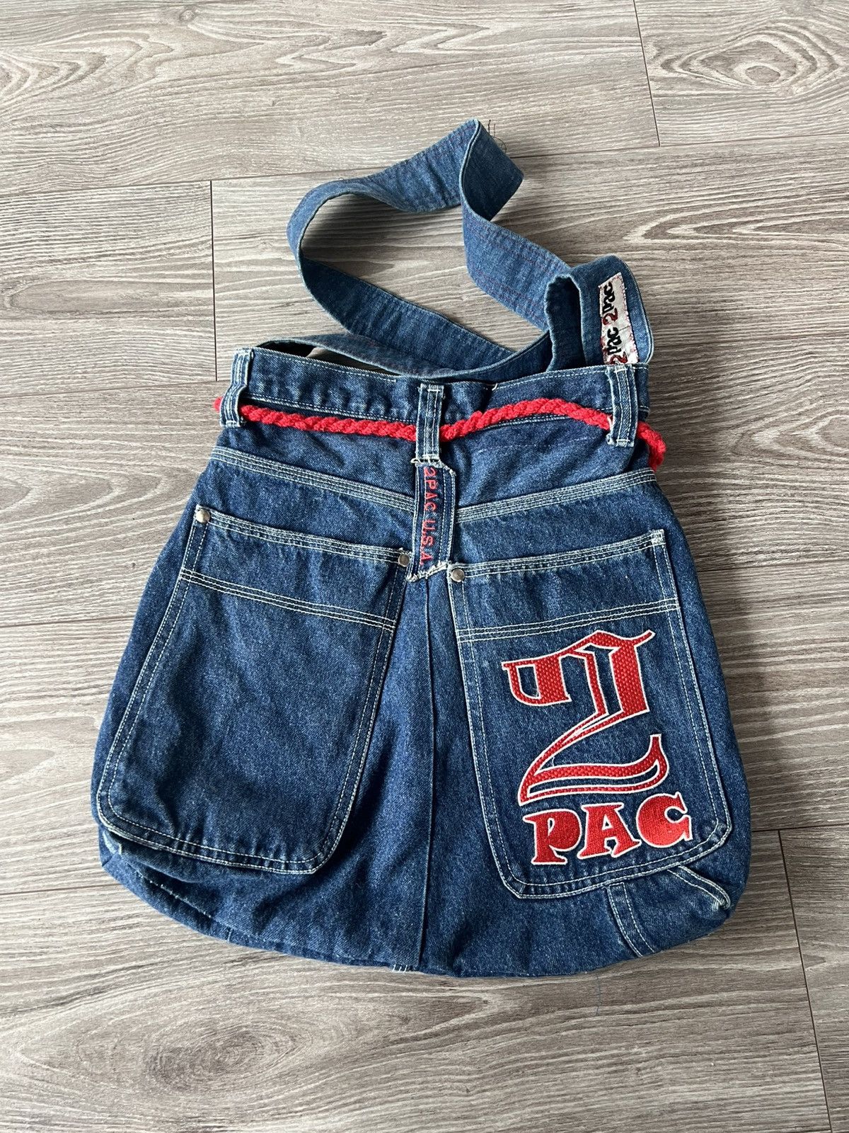 Affliction × Handmade ‼️Vintage Handmade Avant Garde 2Pac Denim Big Logo Sling Bag‼️ Size ONE SIZE - 21 Thumbnail