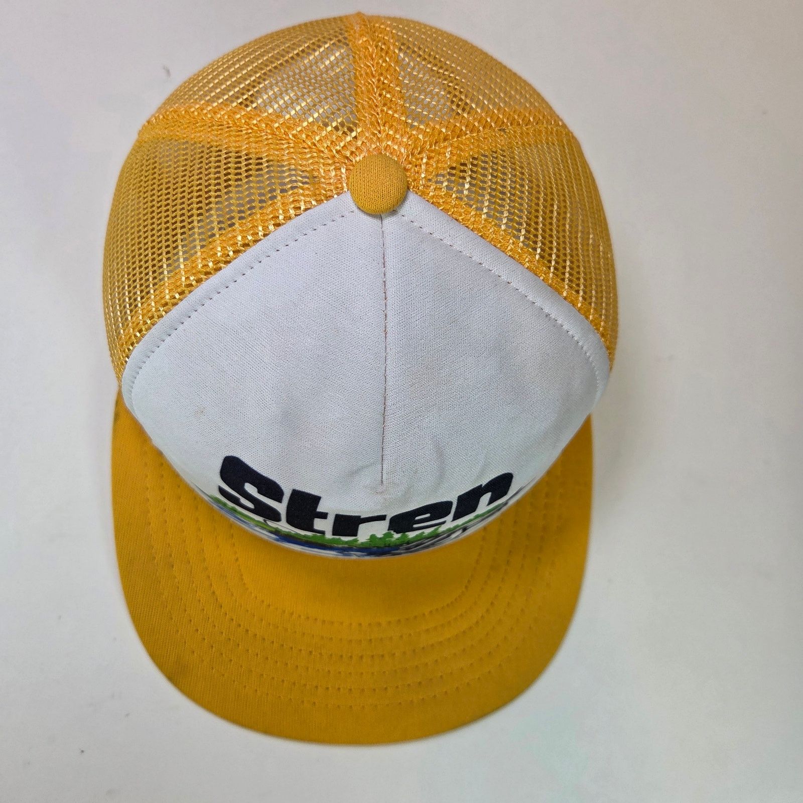Other Vintage Stren Fishing Trucker Hat USA Yellow White S-M Size ONE SIZE - 5 Thumbnail