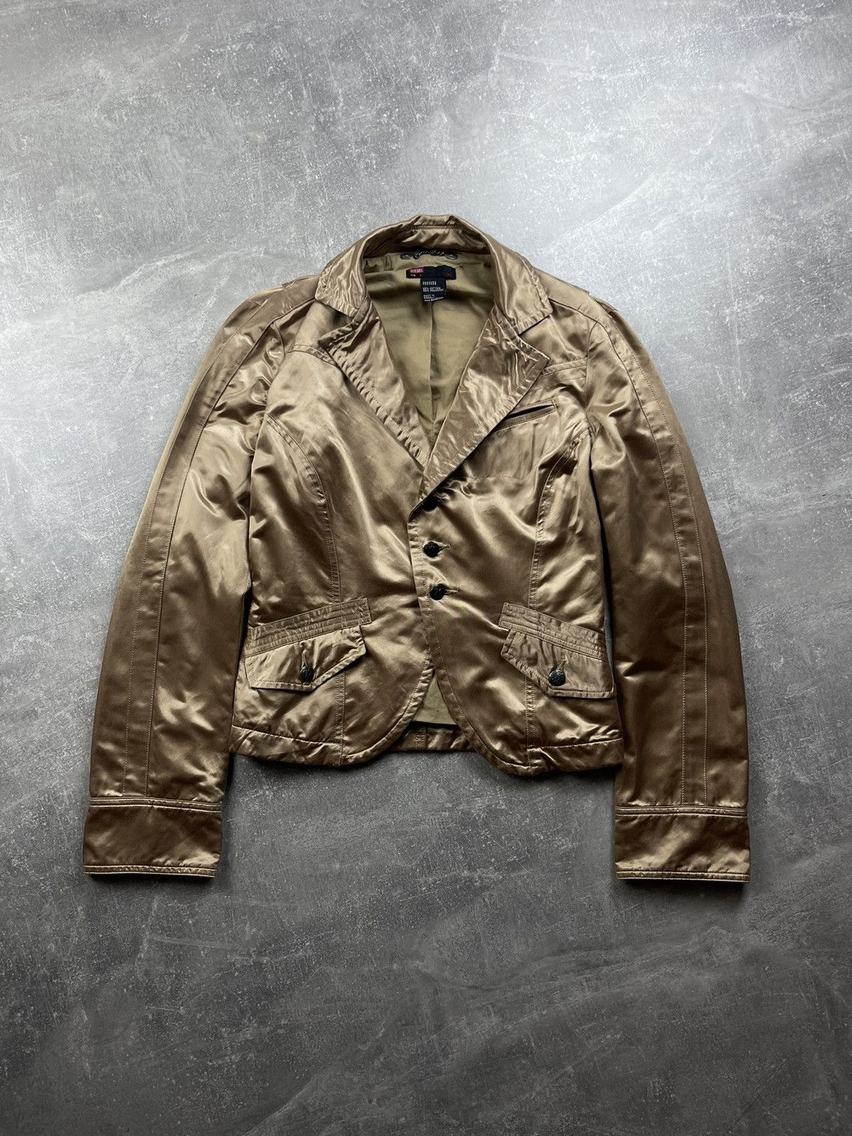 Diesel × Vintage Diesel Embroidered Satin Blazer Jacket “PAIR” Gold Size L / US 10 / IT 46 - 6 Thumbnail