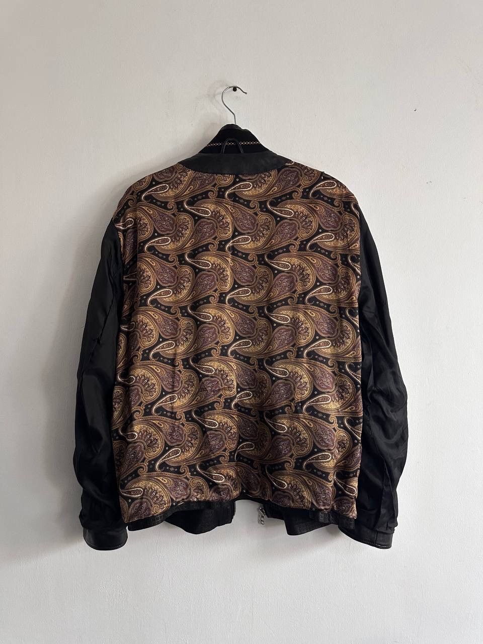 Other Latini Luxury Black Leather Jacket Paisley Silk Lining Size US XL / EU 56 / 4 - 17 Thumbnail