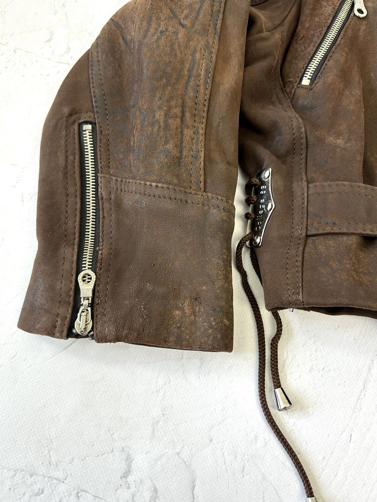 Vintage Vintage Real Leather Brown Cropped Biker Jacket Size M / US 6-8 / IT 42-44 - 6 Thumbnail