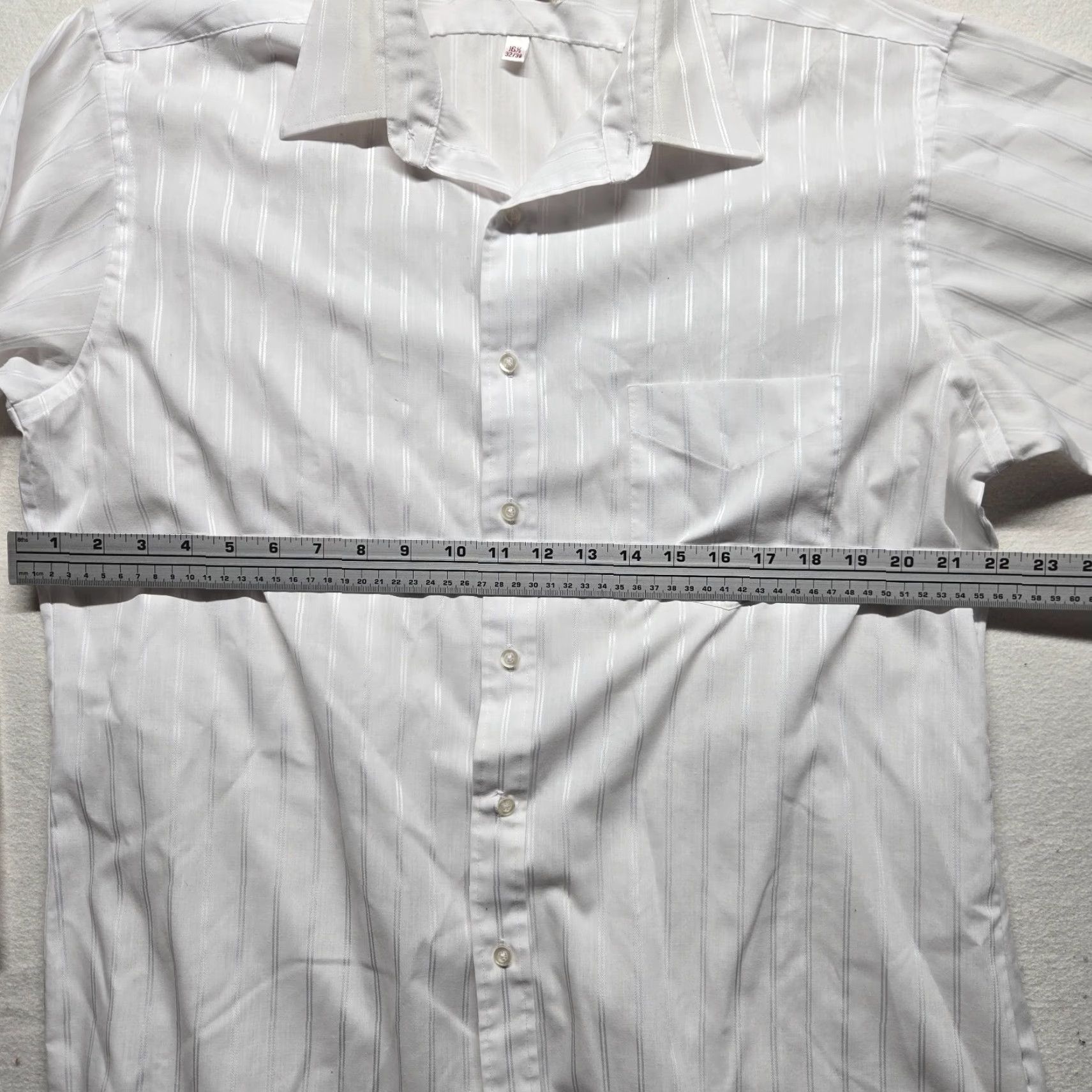 Vintage Oakton Dress Shirt - Striped Long Sleeve Adult Men - Size 16.5 32/33 - White Silver - 33" Sleeve - Men's Shirt Boundary: 16.5 collar Size US L / EU 52-54 / 3 - 3 Thumbnail