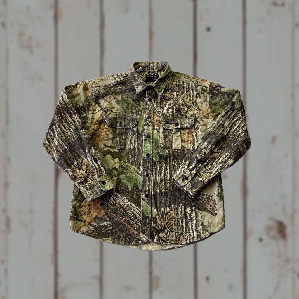 J Brand VINTAGE Rattlers Brand Shirt Mens L Camouflage Flannel Chamois Cotton Button-Up 90s Grunge US Made Size US L / EU 52-54 / 3 - 1 Thumbnail