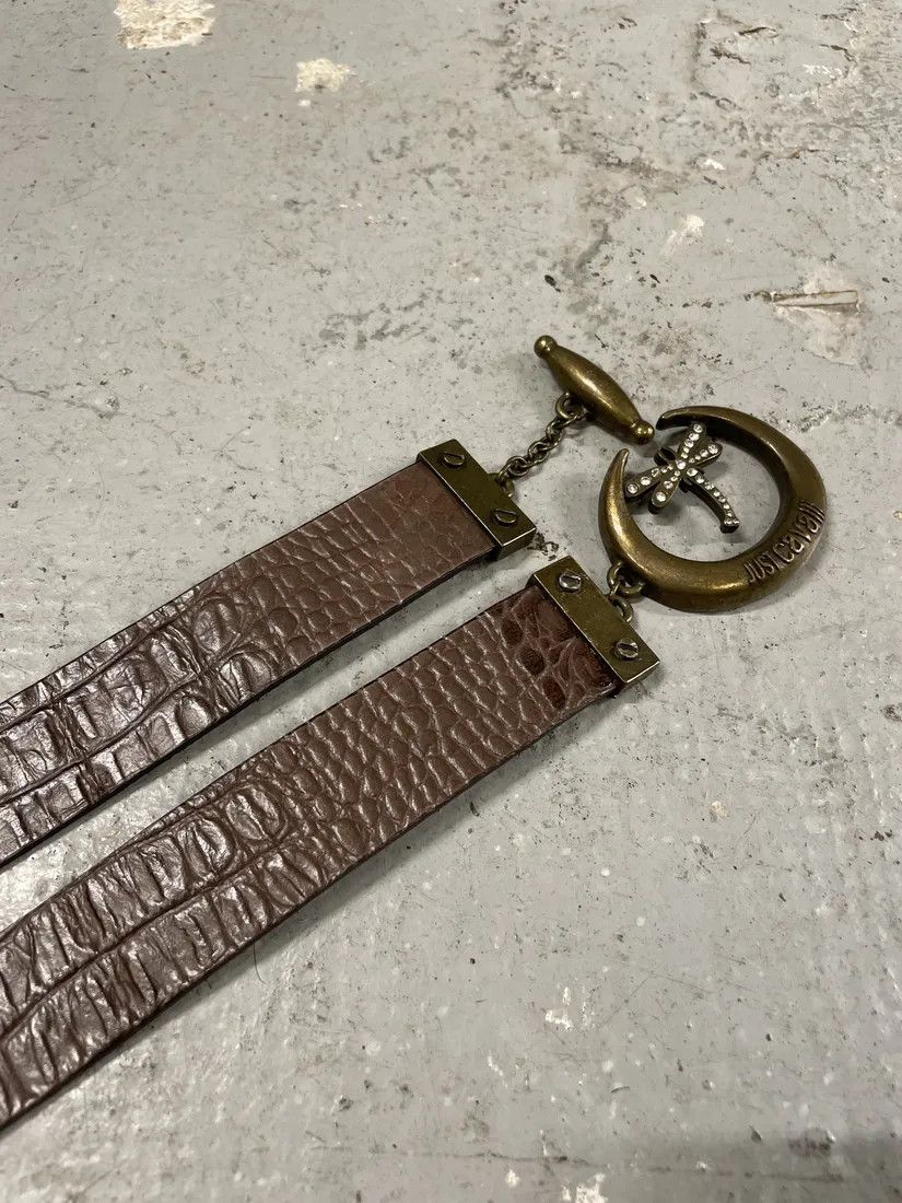 Just Cavalli × Vintage Cavalli Brown Embossed Crocodile Effect Leather Belt Size ONE SIZE - 2 Thumbnail