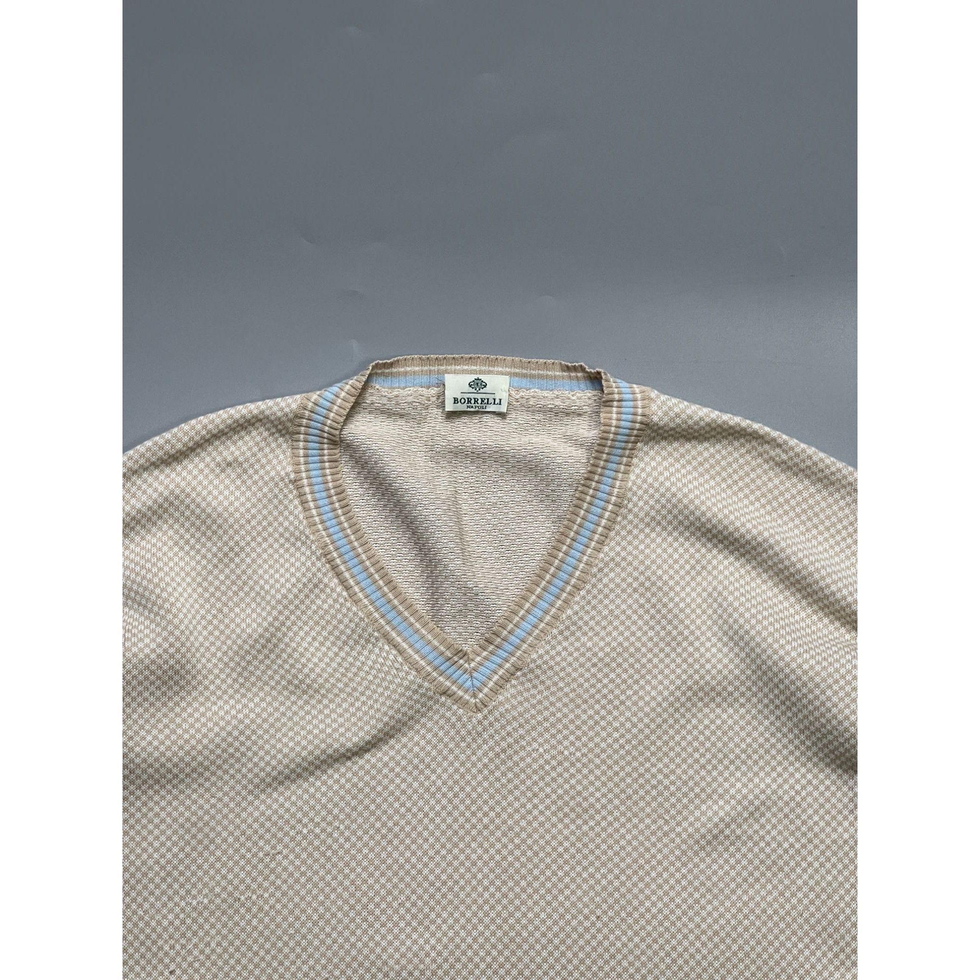 Luigi Borrelli Luigi Borrelli Napoli V-Neck Cotton Sweater (Y1070) Size US L / EU 52-54 / 3 - 3 Thumbnail