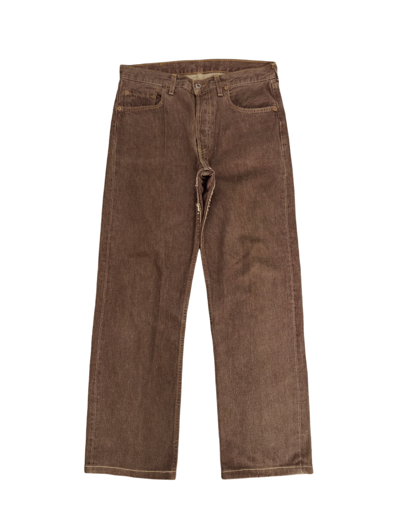 Levi's Vintage Clothing Vintage 90s Levis 501 Brown Distress Denim Jeans Size US 32 / EU 48 - 1 Thumbnail