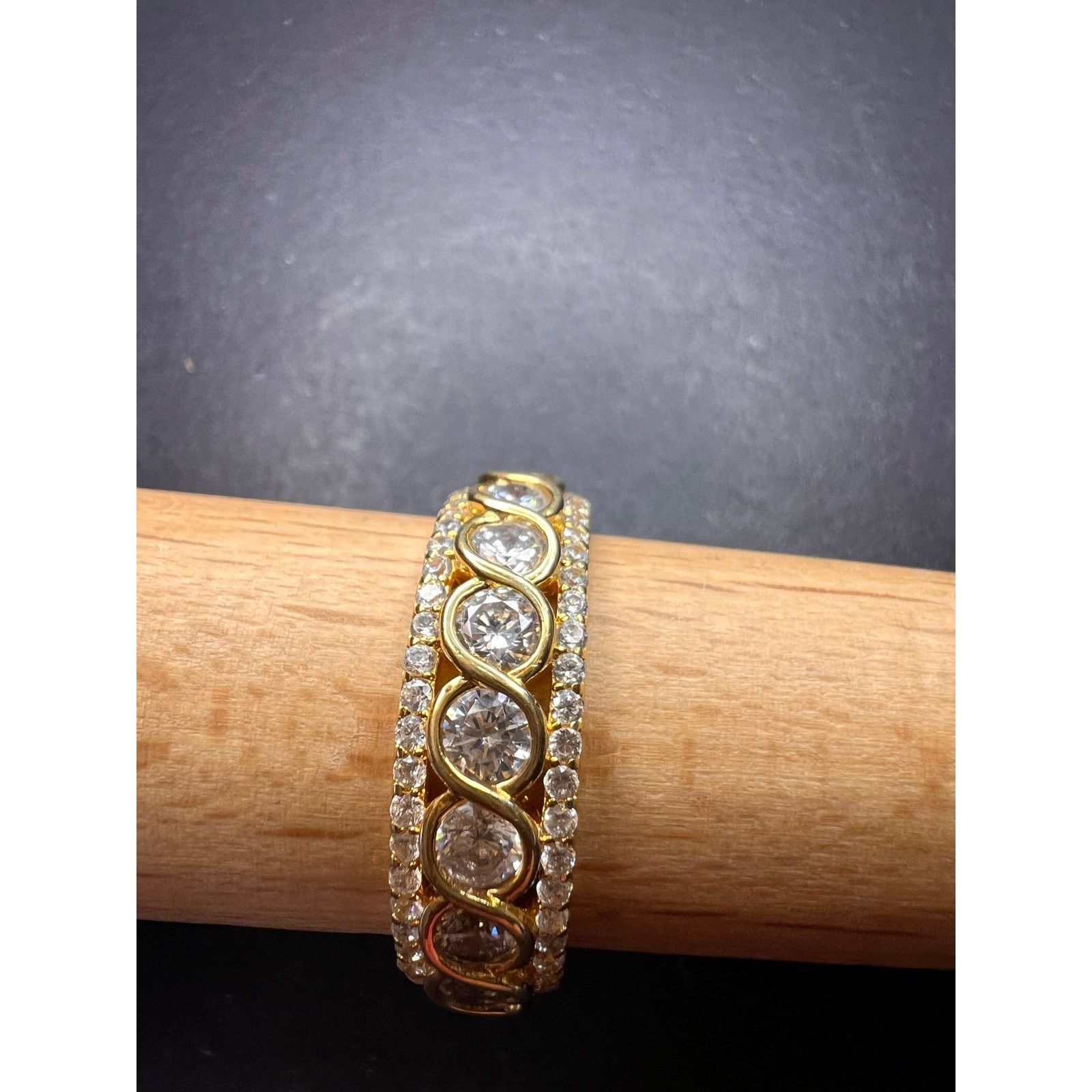 Other CZ gold over Sterling eternity band mens ring size 11 Size ONE SIZE - 2 Thumbnail