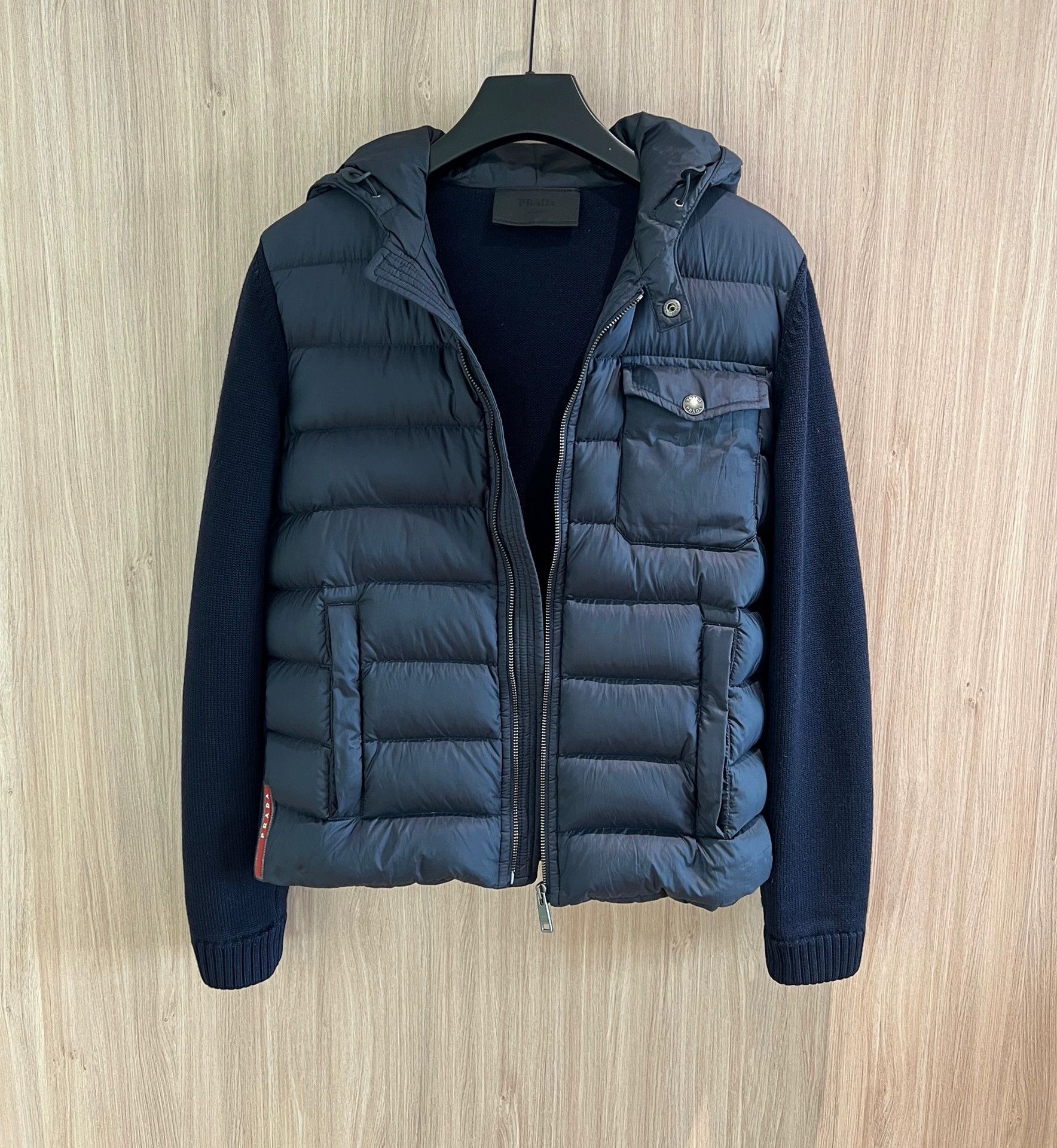 Prada Prada men's down jacket with knit patchwork design Size US S / EU 44-46 / 1 - 1 Thumbnail