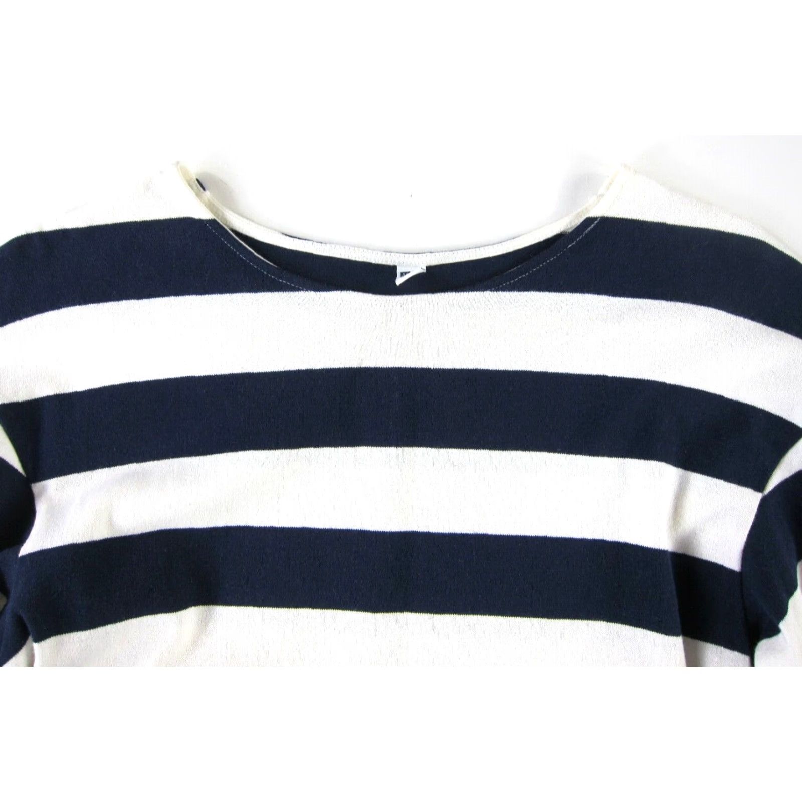 Uniqlo Uniqlo Striped Long Sleeve Shift Tunic Dress 100% Cotton S Knee Length Pockets Blue White Ivory Navy Stripe Womens Size S / US 4 / IT 40 - 4 Thumbnail
