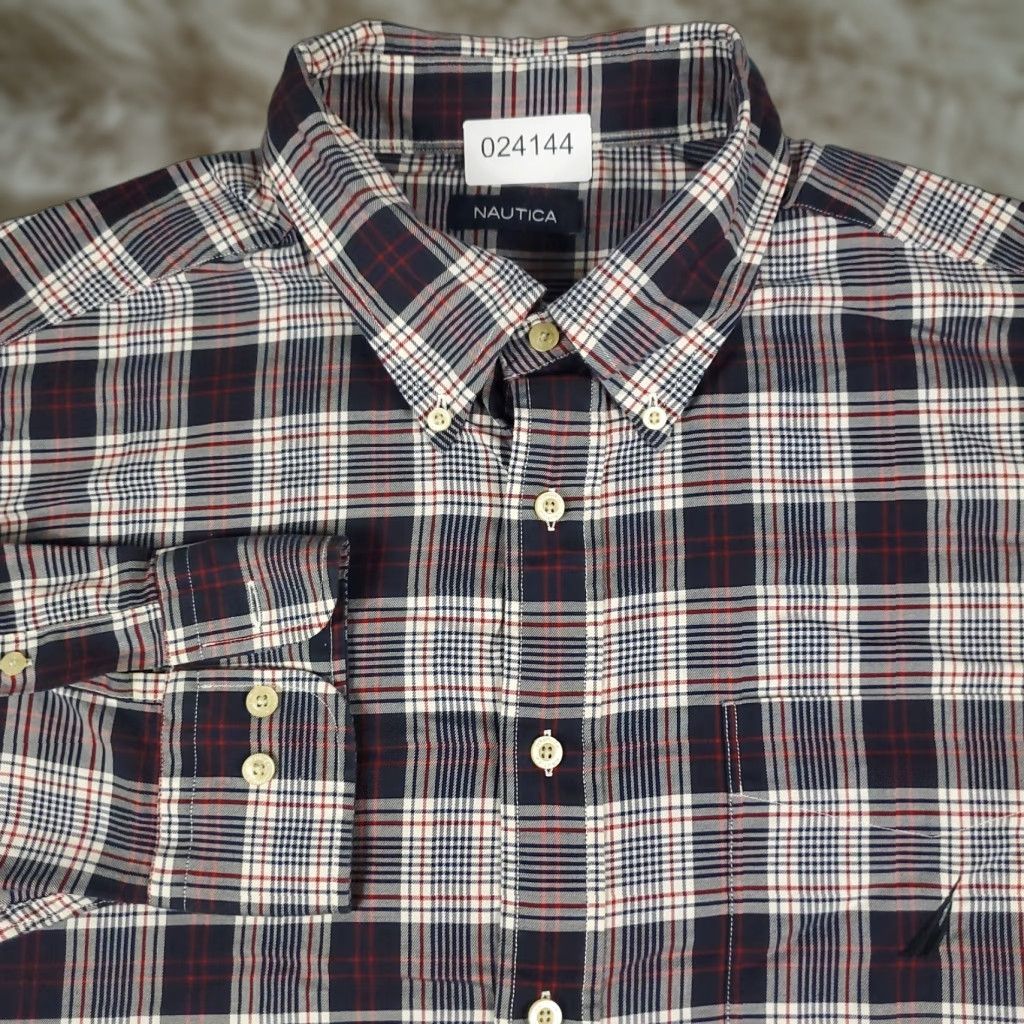 Nautica Nautica Shirt 2XL Plaid Button-Up Long Sleeve Cotton Casual Red/Blue Mens Size US XXL / EU 58 / 5 - 1 Thumbnail