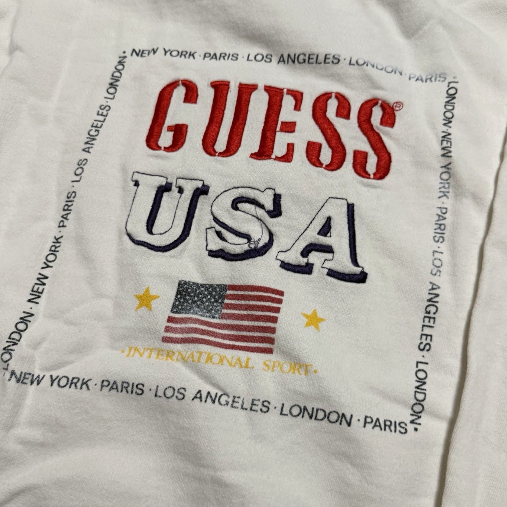 Guess VINTAGE Guess USA Quarter Zip Sweatshirt White L Mens 90s Size US L / EU 52-54 / 3 - 6 Thumbnail
