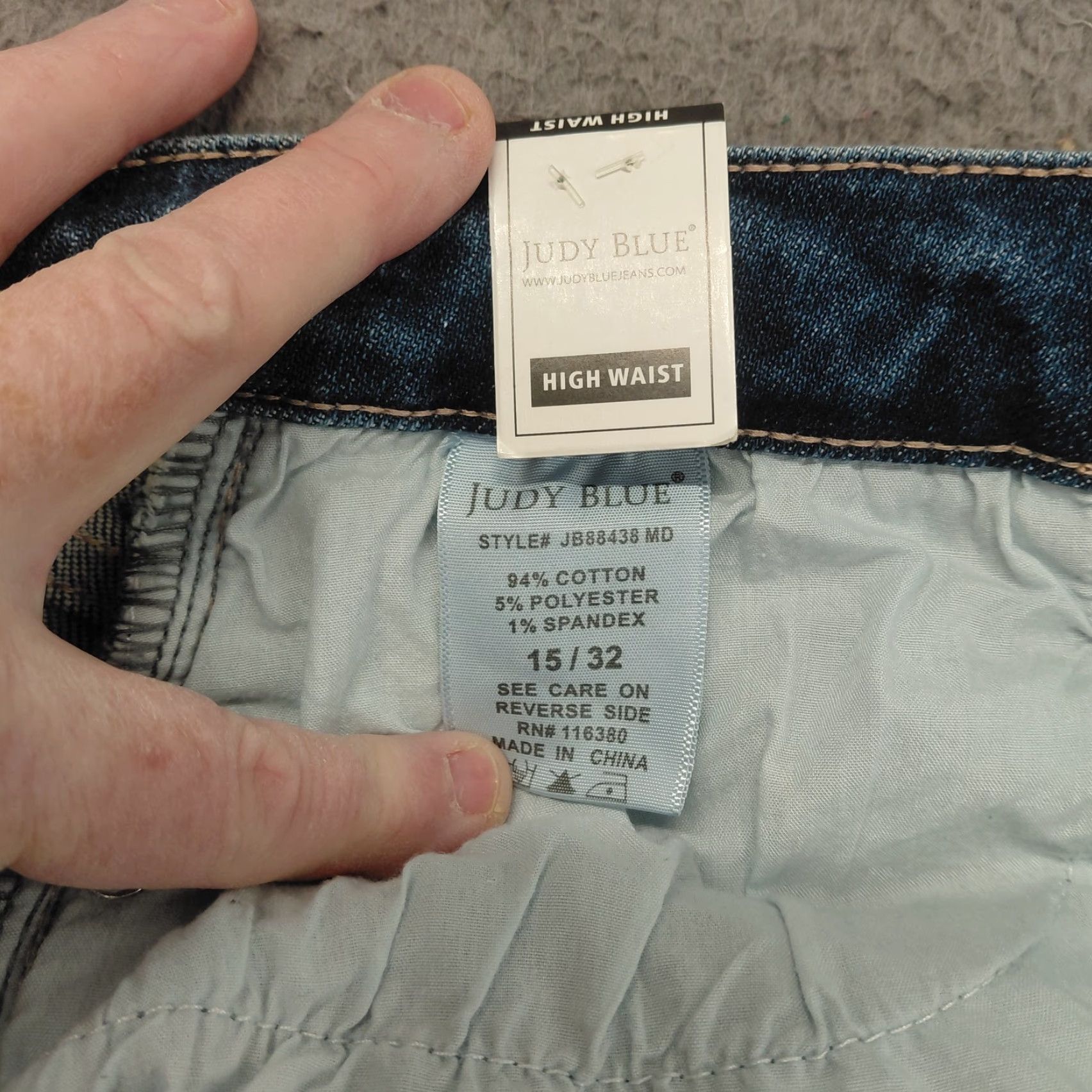 Vintage Judy Blue Jeans Womens Plus 15/32 Blue Denim Straight High Waist Distressed Jeans Size 36" / US 14 / IT 50 - 7 Thumbnail