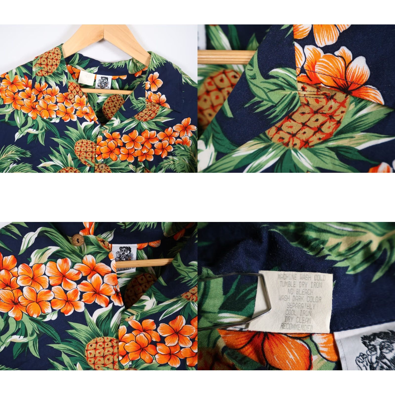 Vintage Kennington Loop Collar Shirt Men's XL Blue Pineapple Floral Rayon VTG 80s Size US XL / EU 56 / 4 - 8 Thumbnail