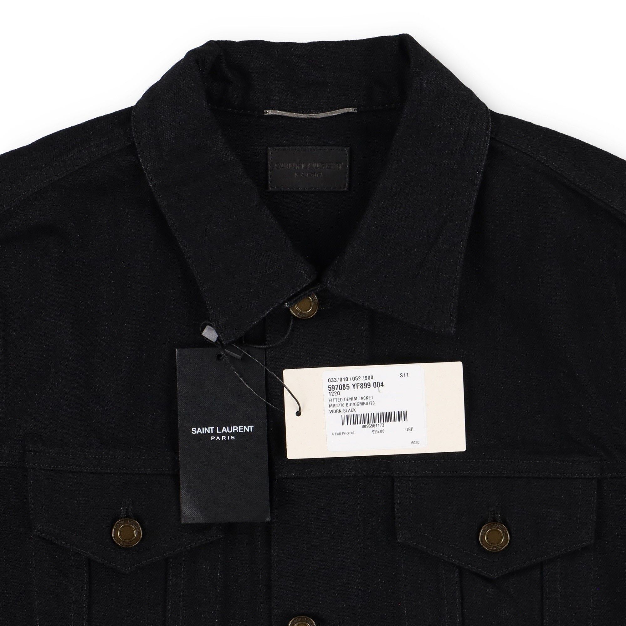 Saint Laurent Paris Black Classic Fitted Denim Trucker Jacket Size US L / EU 52-54 / 3 - 9 Thumbnail