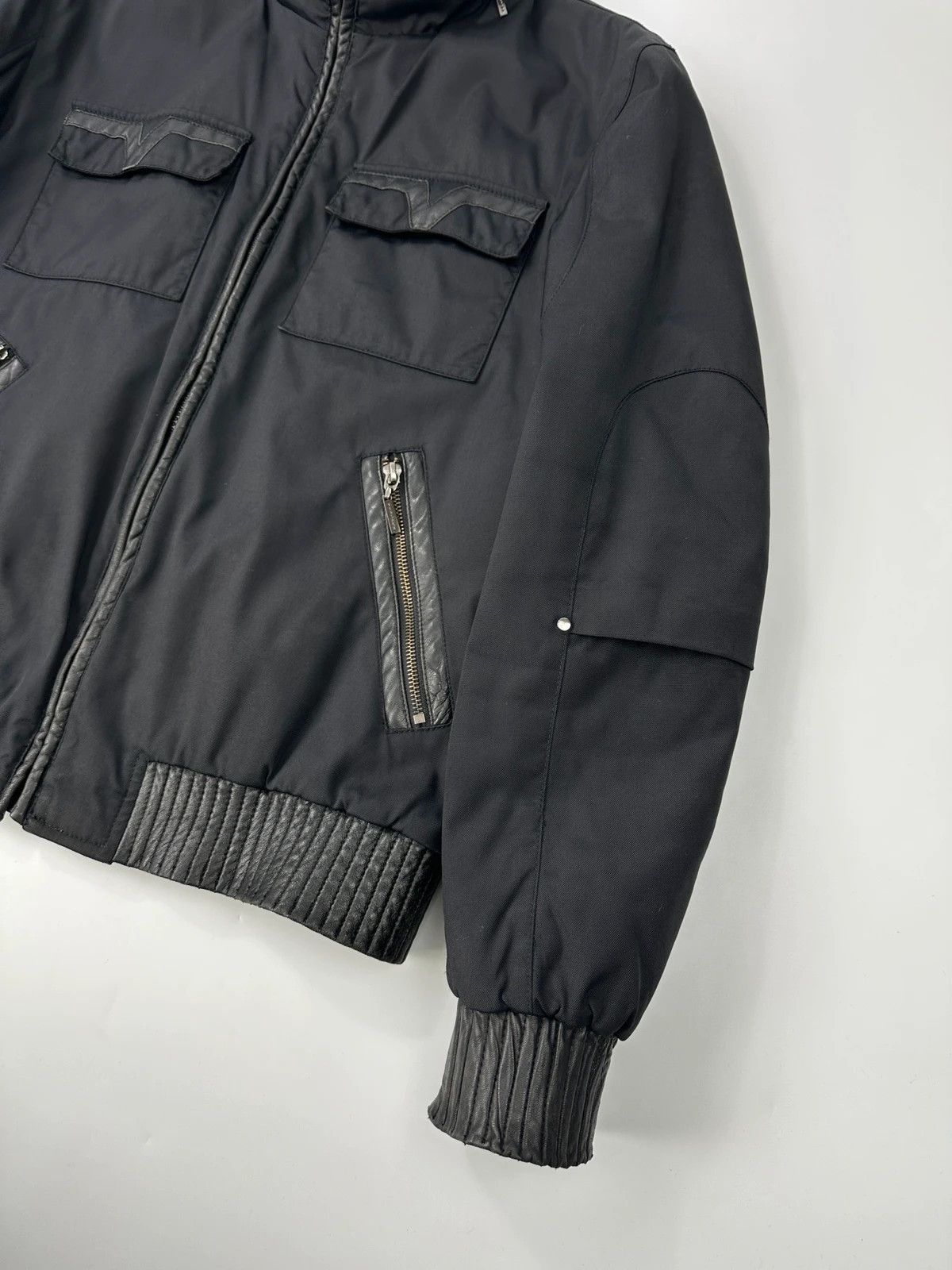 Versace Versace Black Cotton & Leather Padded Bomber Jacket Hoded Size US M / EU 48-50 / 2 - 4 Thumbnail