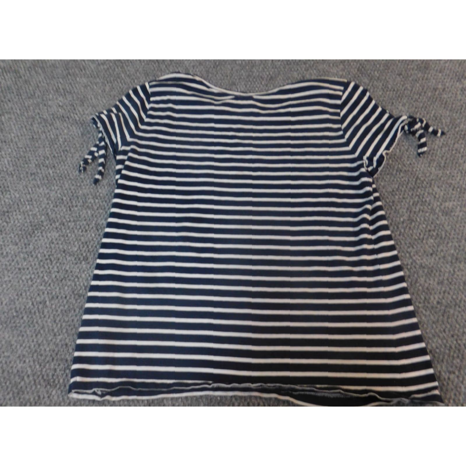 Nautica Nautica Womens Blouse Short Sleeve Round Neck Striped Blue 100% Cotton Regular Small Casual Size S / US 4 / IT 40 - 7 Thumbnail