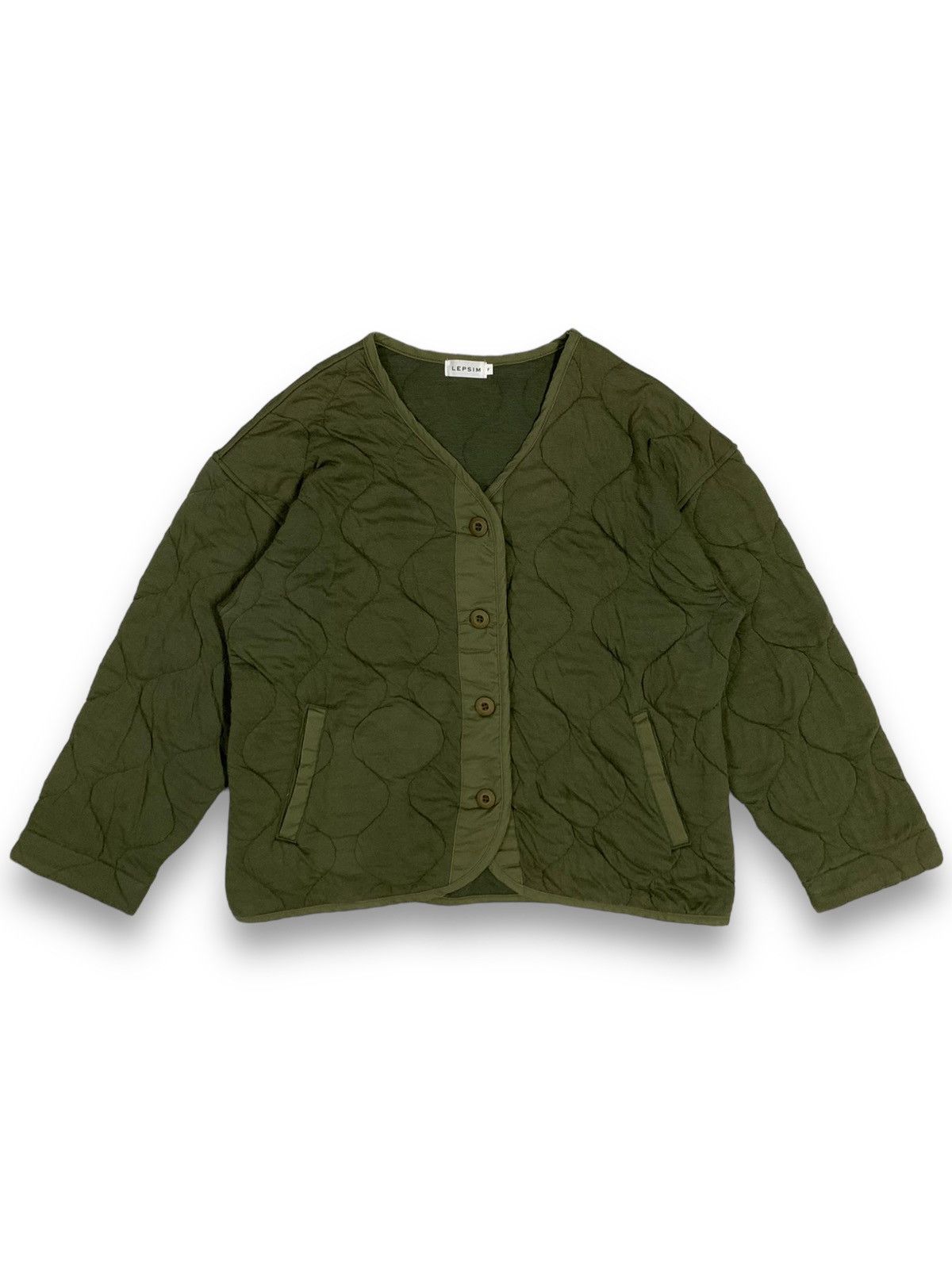 Issey Miyake Japanese Brand Lepsim Quilted Army Green Softshell Cardigan Size US M / EU 48-50 / 2 - 1 Thumbnail