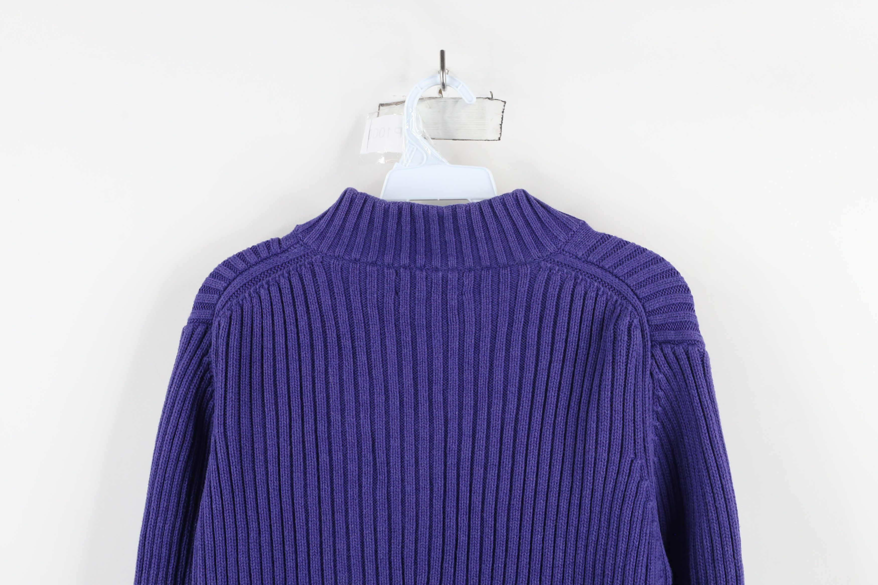 Lands' End × Vintage Vintage 90s Lands End Ribbed Cable Knit Sweater Japan Purple Size L / US 10 / IT 46 - 10 Thumbnail
