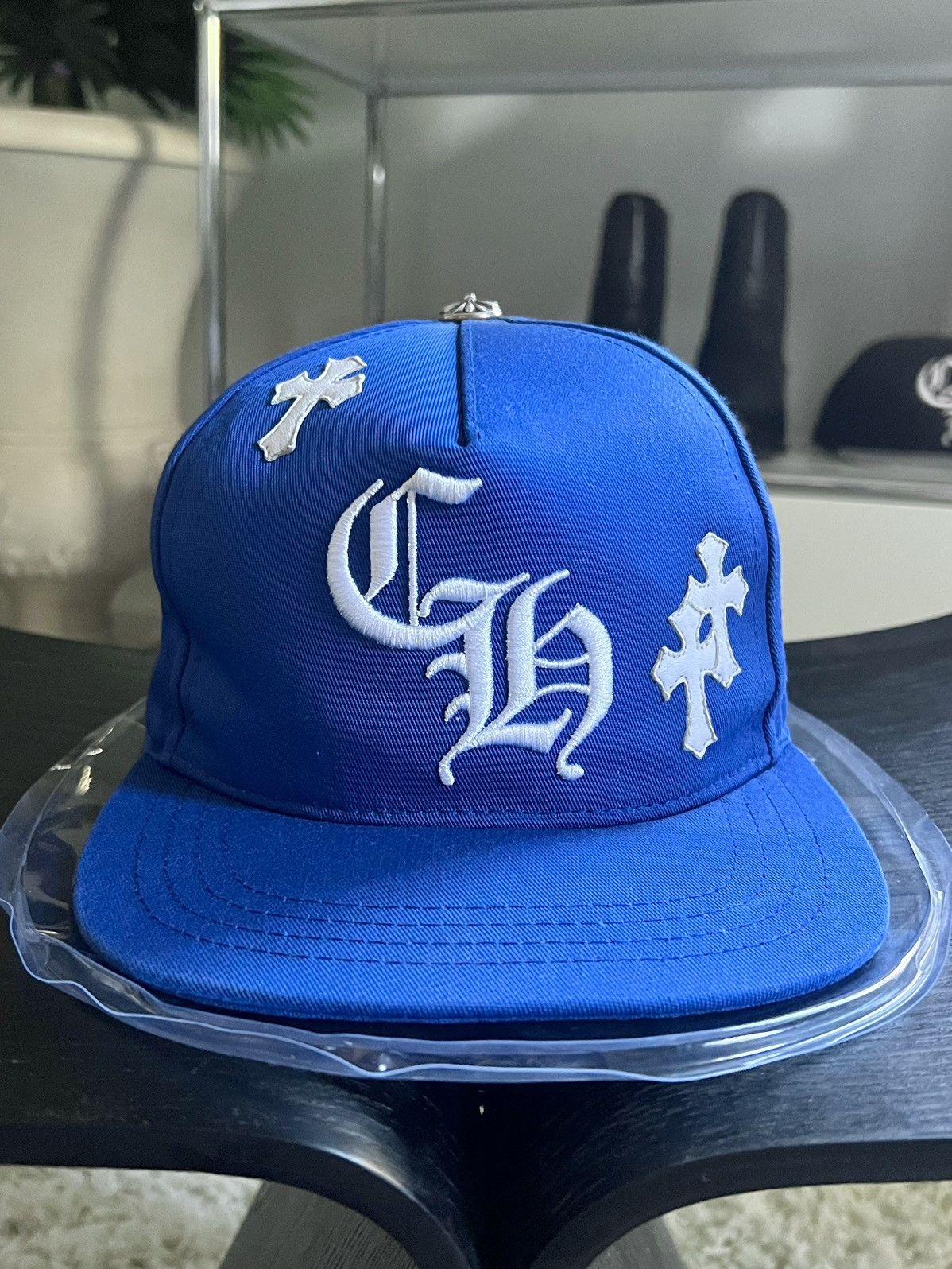 Chrome Hearts CROSS PATCH ROYAL BLUE CAP HAT | Grailed