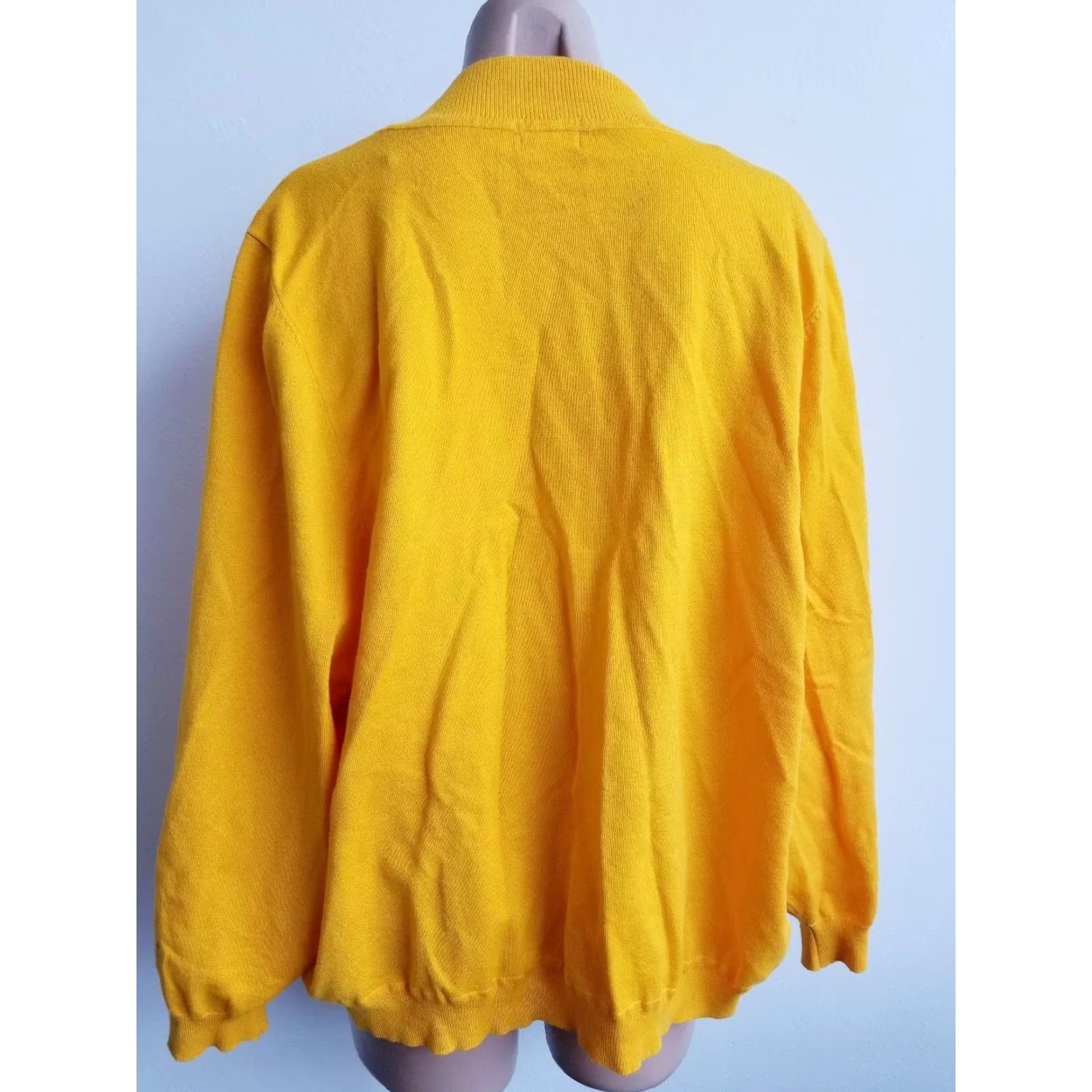 Vintage Melrose Chic Women Fine Gauge Knit Open Cardigan Sweater 3X Gold Size XXL / US 16-18 / IT 52-54 - 3 Thumbnail