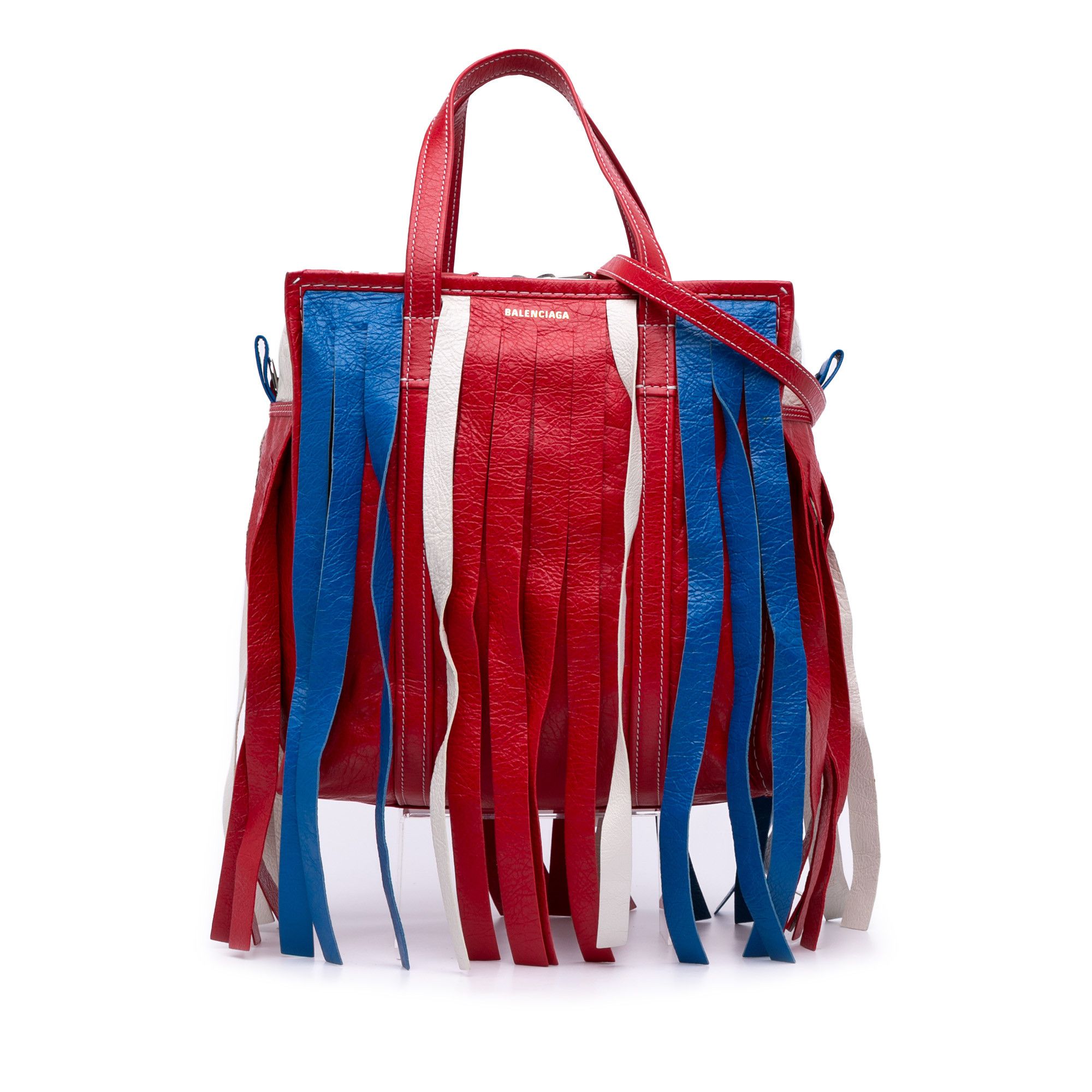 Balenciaga S Lambskin Fringe Bazar Shopper Satchel