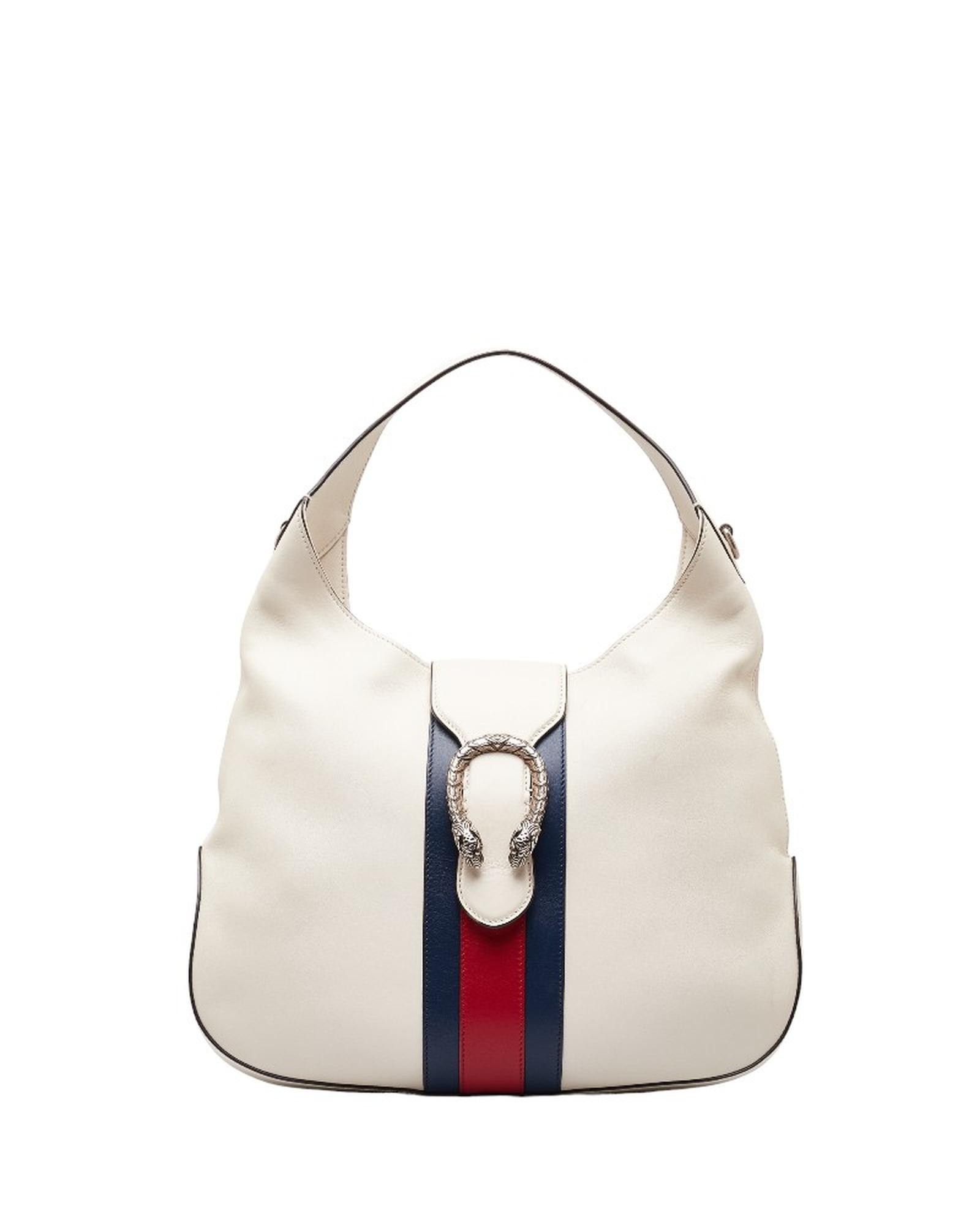 image of Gucci Leather Web Dionysus Hobo Bag In White - Ab Condition, Women's