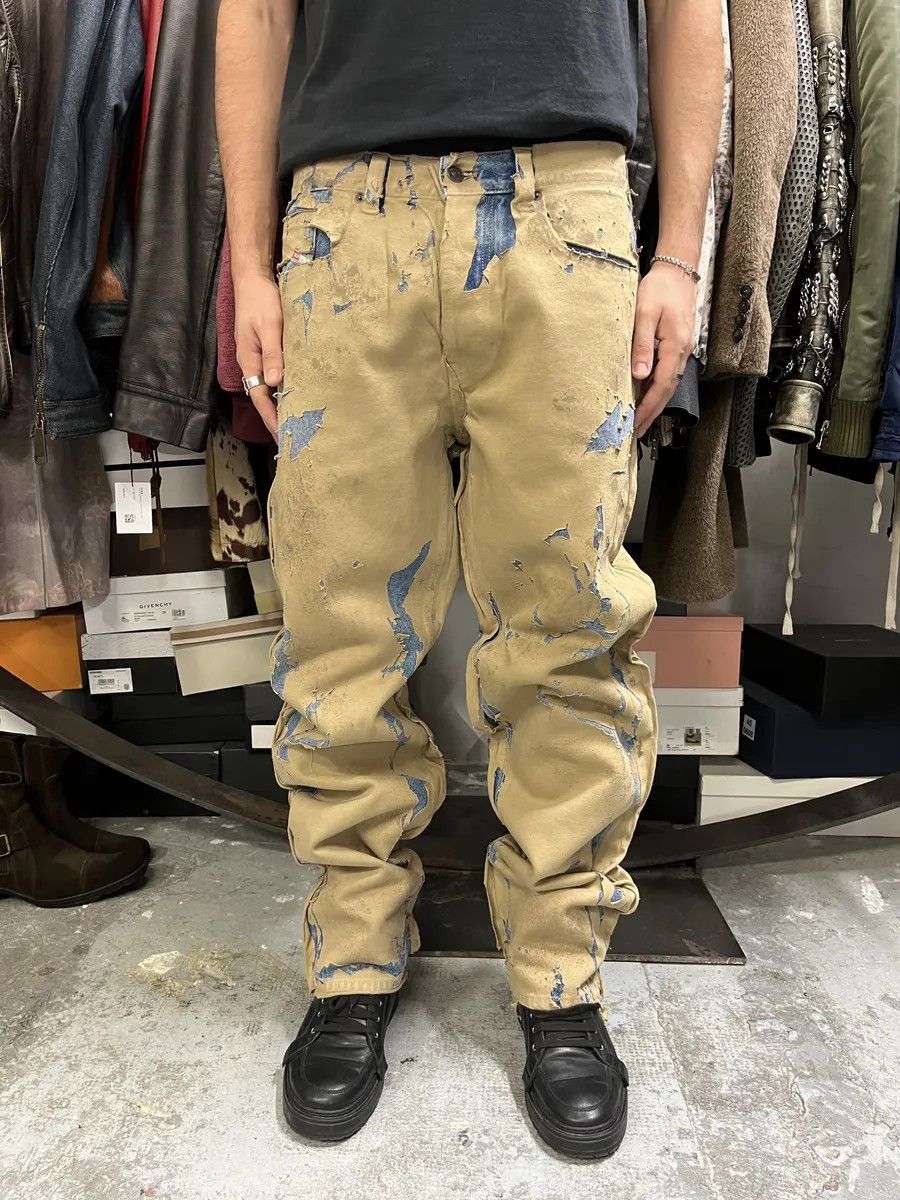 Diesel AW2010 Diesel Blue Beige Relief Contemporary Jeans Size US 33 - 2 Thumbnail