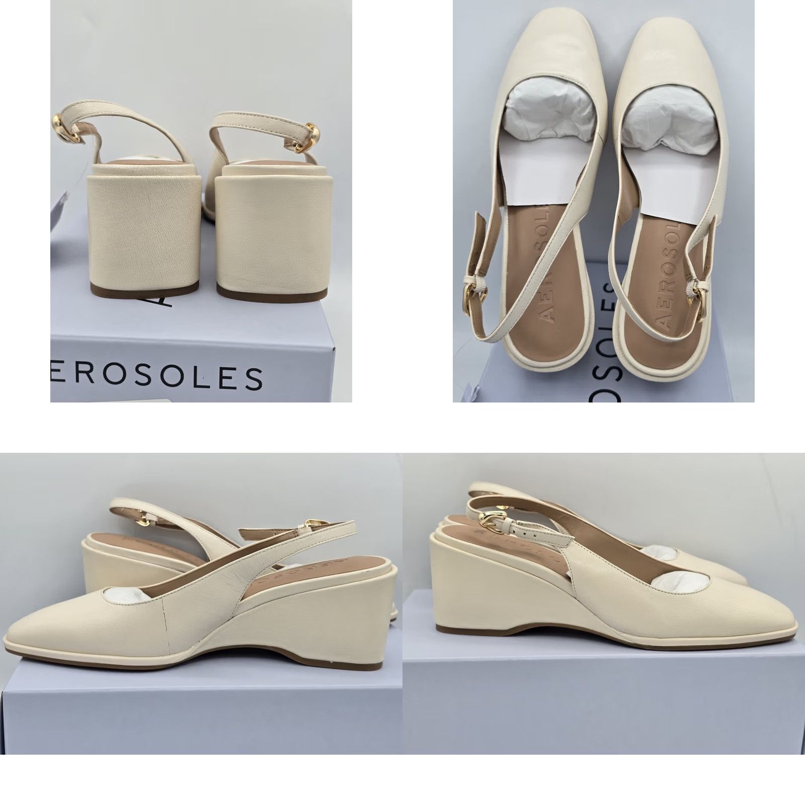 Vintage Aerosoles Aria Women's Heels Eggnog Leather Size 11 M Size US 11 / IT 41 - 8 Thumbnail