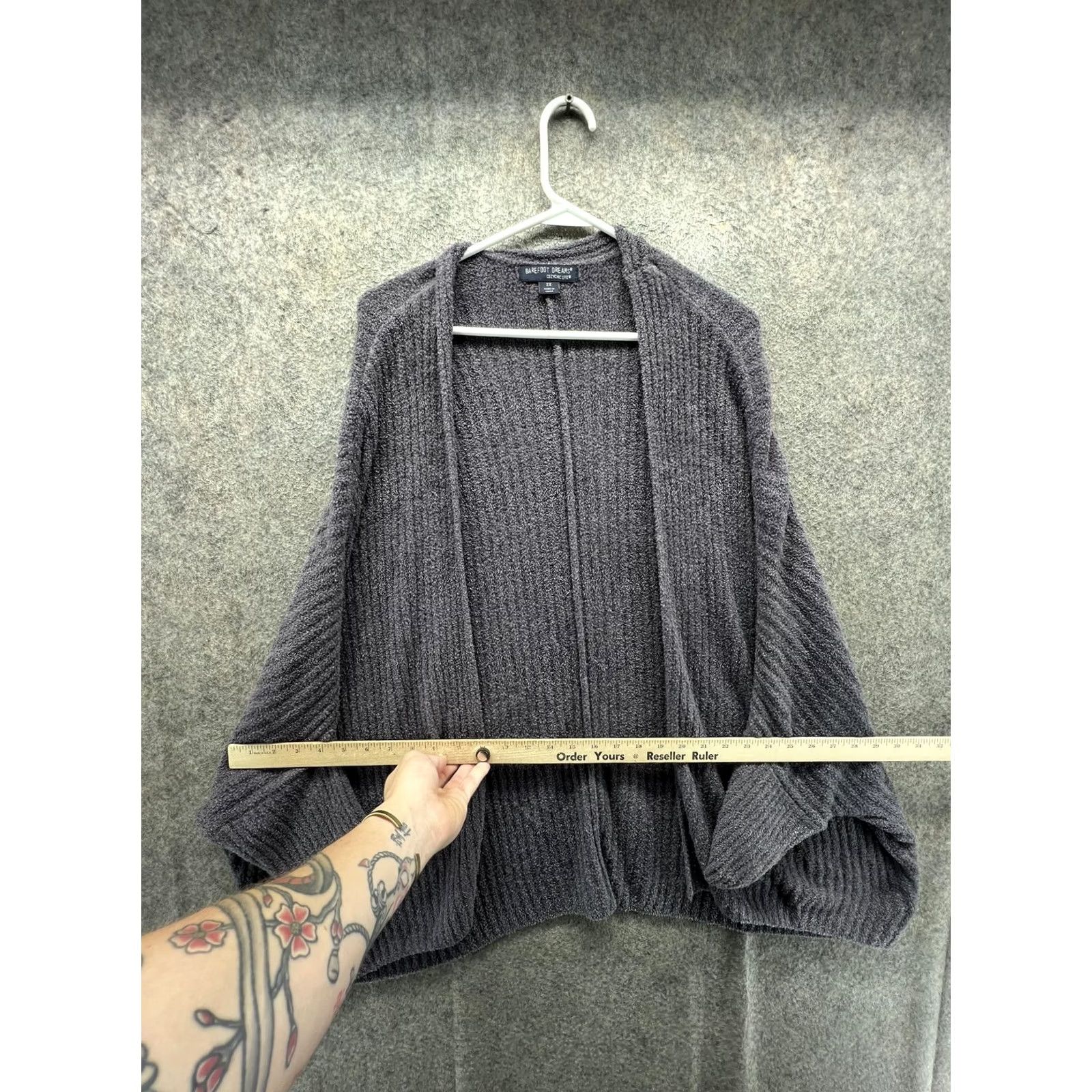 Vintage Barefoot Dreams Cardigan Womens 2X Gray CozyChic Lite Open Front Plus Size Dolman Sleeve Knit Open Front Lightweight Casual Fall Womens Size XXL / US 16-18 / IT 52-54 - 4 Thumbnail