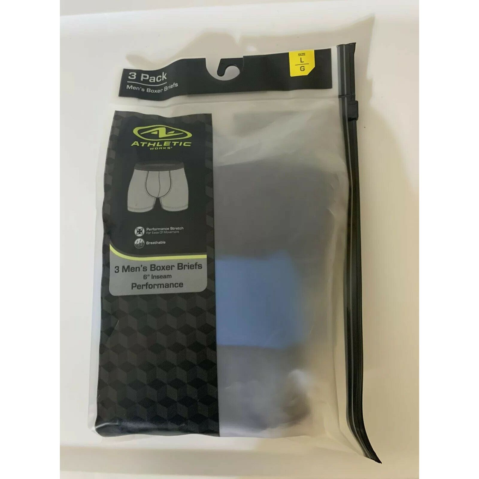 Athletic Works New Athletic Works Men's Boxer Briefs Sz L 3 Pack Perform St Size ONE SIZE - 3 Thumbnail