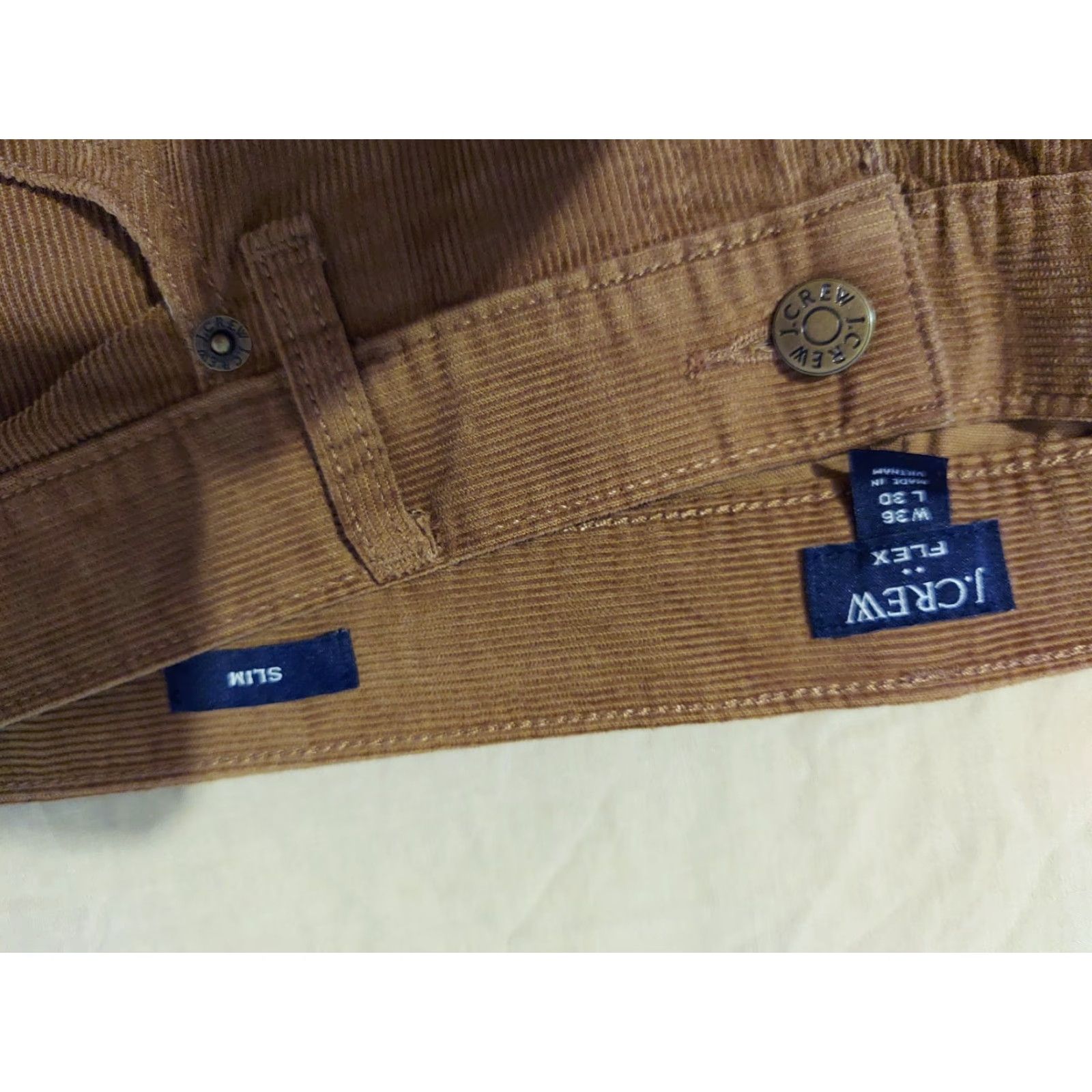 J.Crew J.CREW Jeans Mens 36x30 Corduroy Straight Slim Khaki Brown 38x30 Inseam 30 Distressed? Size US 36 / EU 52 - 3 Thumbnail
