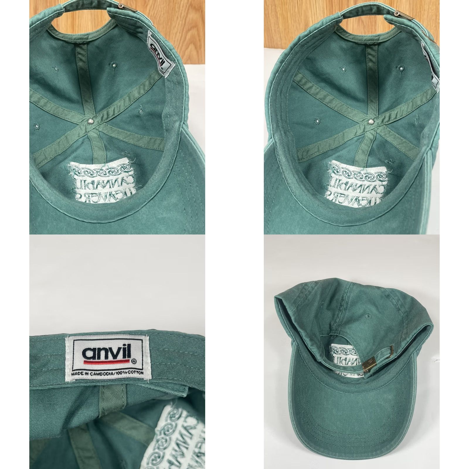 Anvil VINTAGE Anvil Canabill Weavers Adjustable Strap Back Hat Cap One Size Fits Most Green Size ONE SIZE - 8 Thumbnail