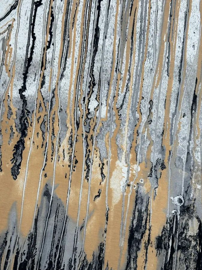 Roberto Cavalli 2000s Roberto Cavalli Beige Striped Abstract Painting T-Shirt Size US S / EU 44-46 / 1 - 7 Thumbnail