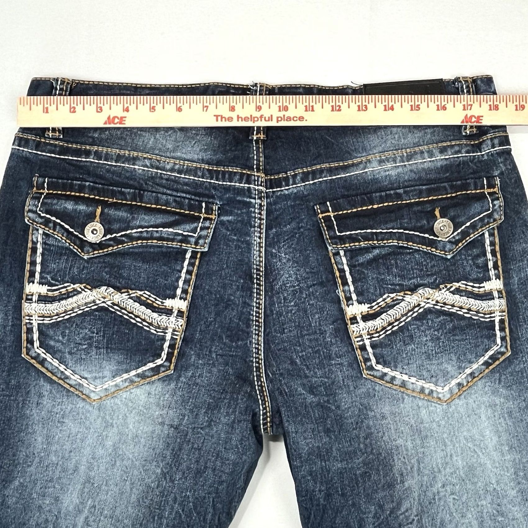Denime True Luck Jeans Mens 36 Blue 36x30 Wash Stretch Denim Men Flap Pockets Size US 36 / EU 52 - 7 Thumbnail