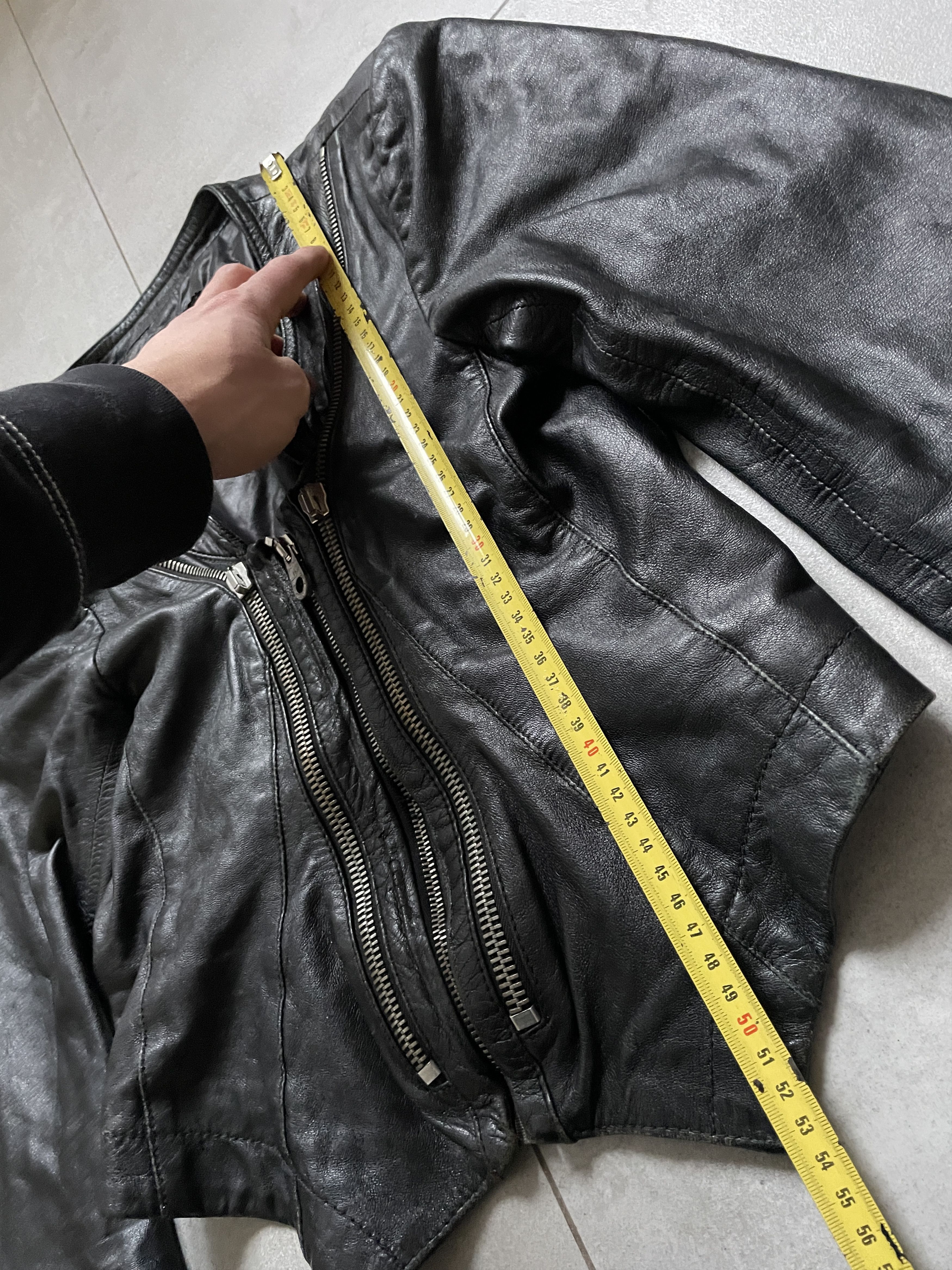 Miss Sixty RICK OWENS TYPE CROPPED SLIM FIT TRIPLE ZIP LEATHER JACKET Size S / US 4 / IT 40 - 8 Thumbnail