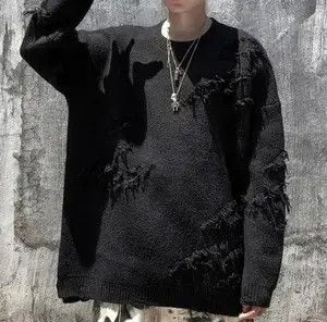 VIBE Distressed Black Loose Knit Sweater Size US M / EU 48-50 / 2 - 4 Thumbnail