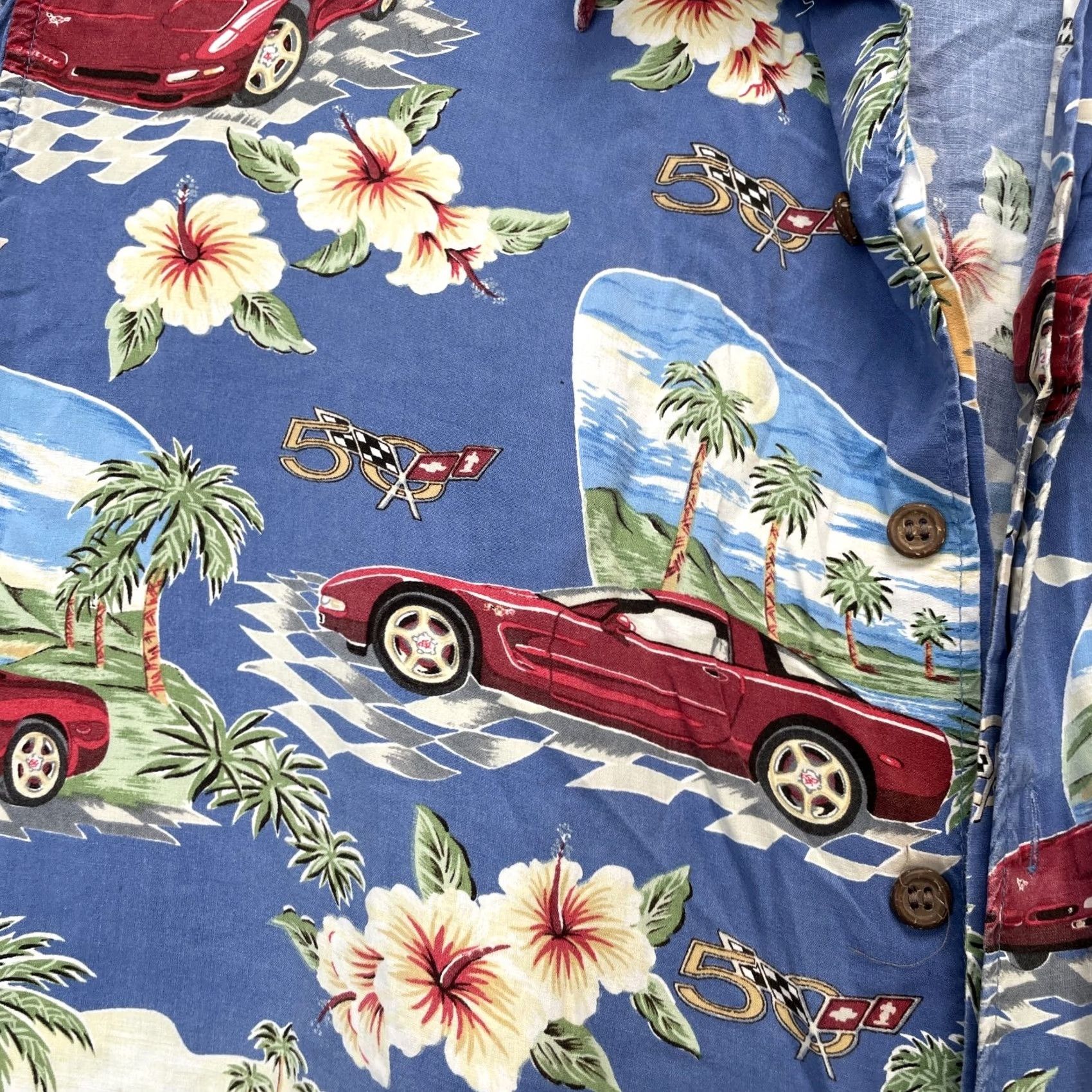 Reyn Spooner VINTAGE Reyn Spooner Shirt Mens XL Blue Hawaiian Race Car Racing Tropical Size US XL / EU 56 / 4 - 4 Thumbnail