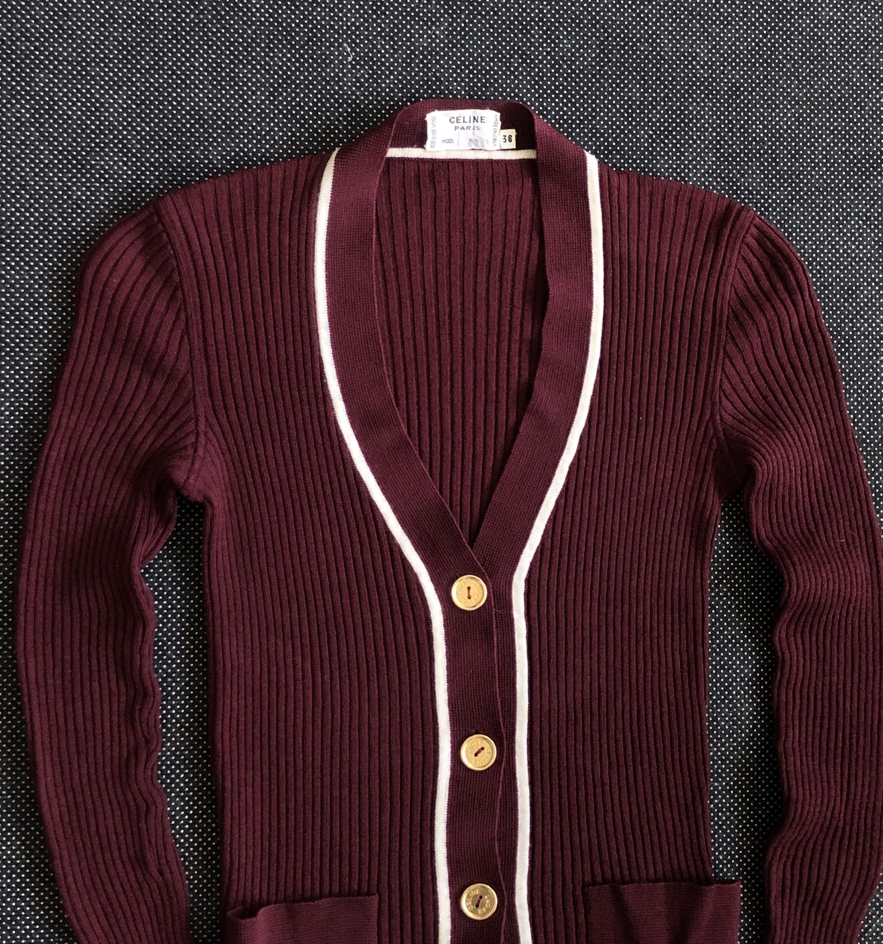 Celine × Vintage RARE🔥VINTAGE 80’S CELINE WOOL BLEND CARDIGAN SWEATER Size XXS / US 00 / IT 34 - 4 Thumbnail