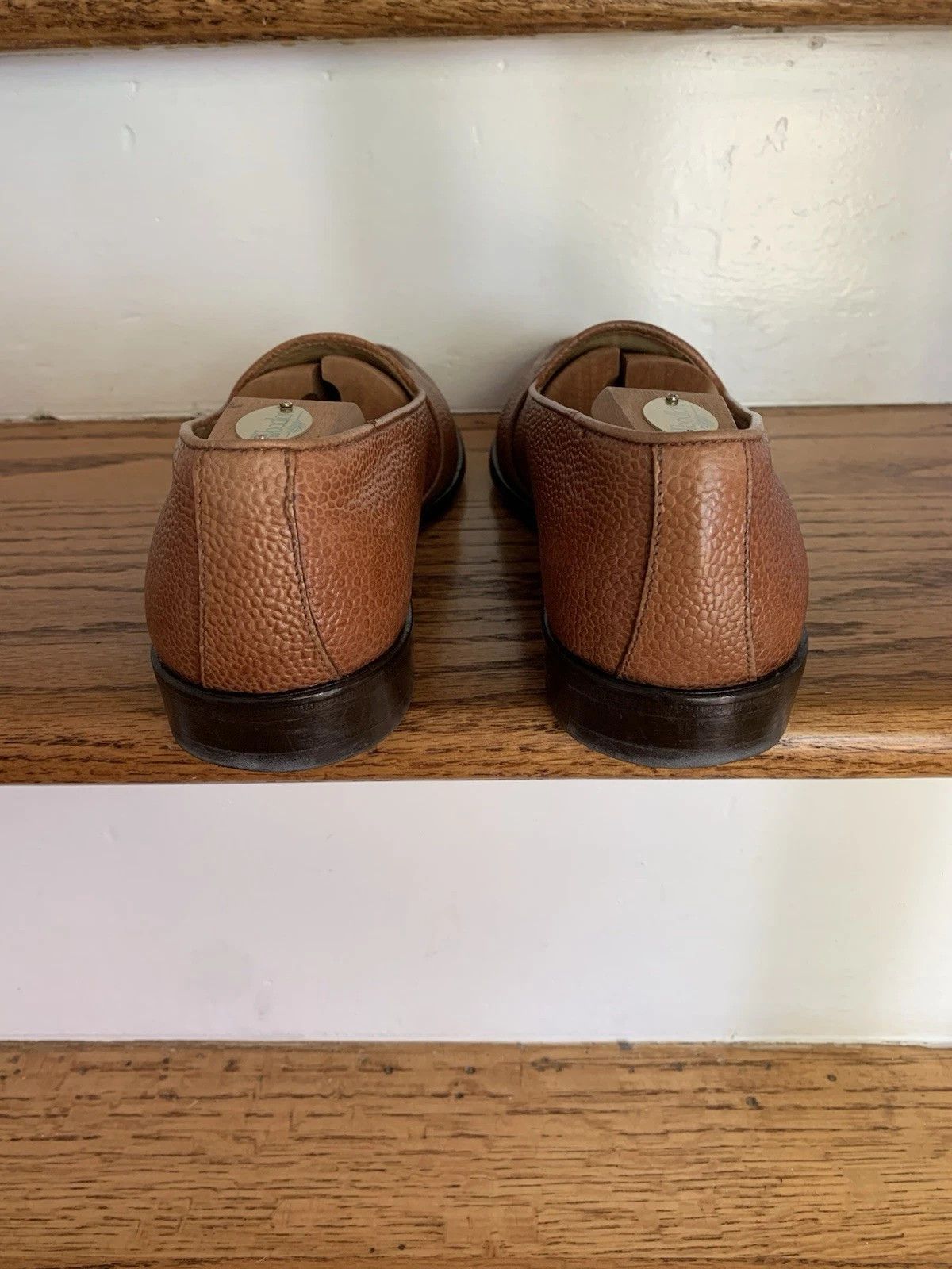 Zelli Zelli Cognac Pebble Leather Penny Loafers Size US 9 / EU 42 - 5 Thumbnail