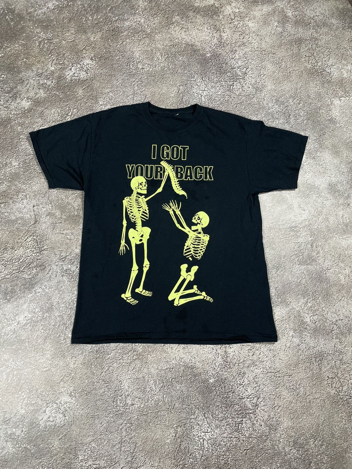 Vintage Vintage Y2K Skeleton Graphic Tee Black Faded Goth Wide Leg M Size US M / EU 48-50 / 2 - 3 Thumbnail