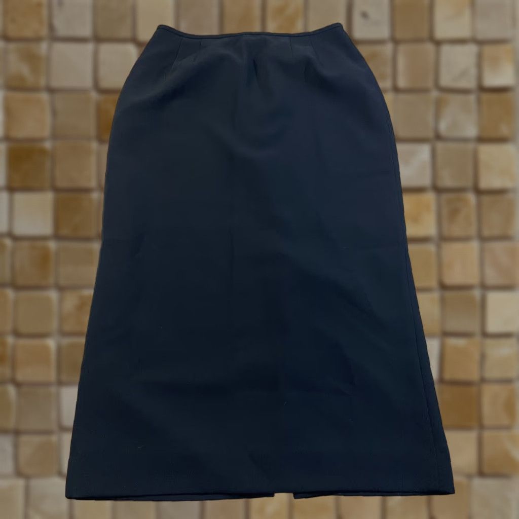 Vintage Le Suit Skirt Maxi Size 8P Black Polyester Petite Ladies Long Office Workwear Pencil Casual Size 30" / US 8 / IT 44 - 1 Thumbnail