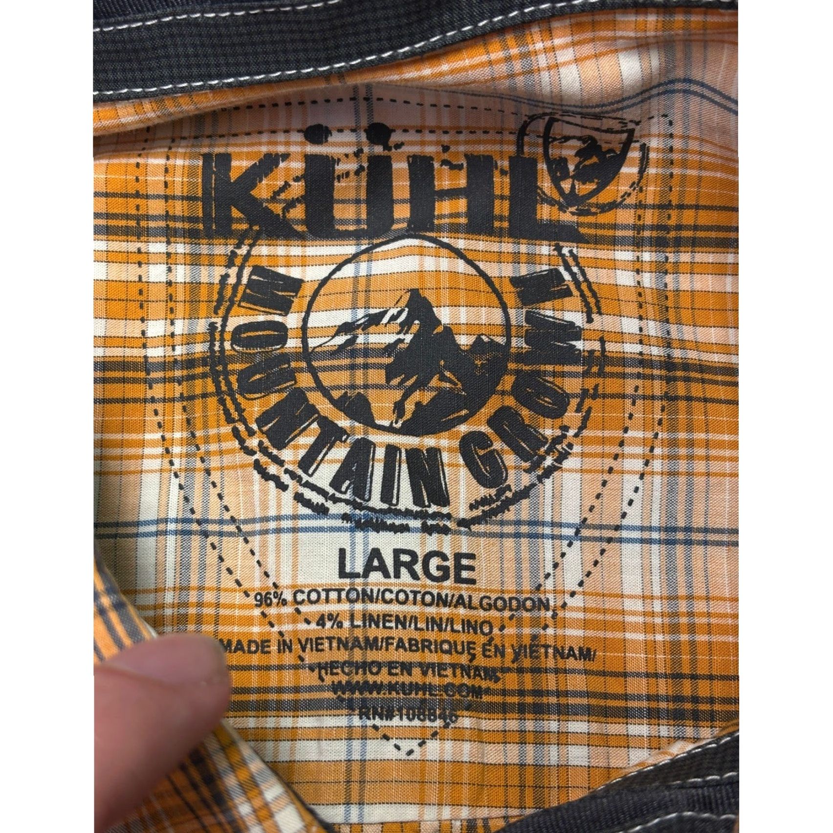 Vintage KUHL Shirt Plaid Button-Up Short Sleeve Orange White Blue Mens Large Casual Easy Wear 42 in Chest Size US L / EU 52-54 / 3 - 4 Thumbnail